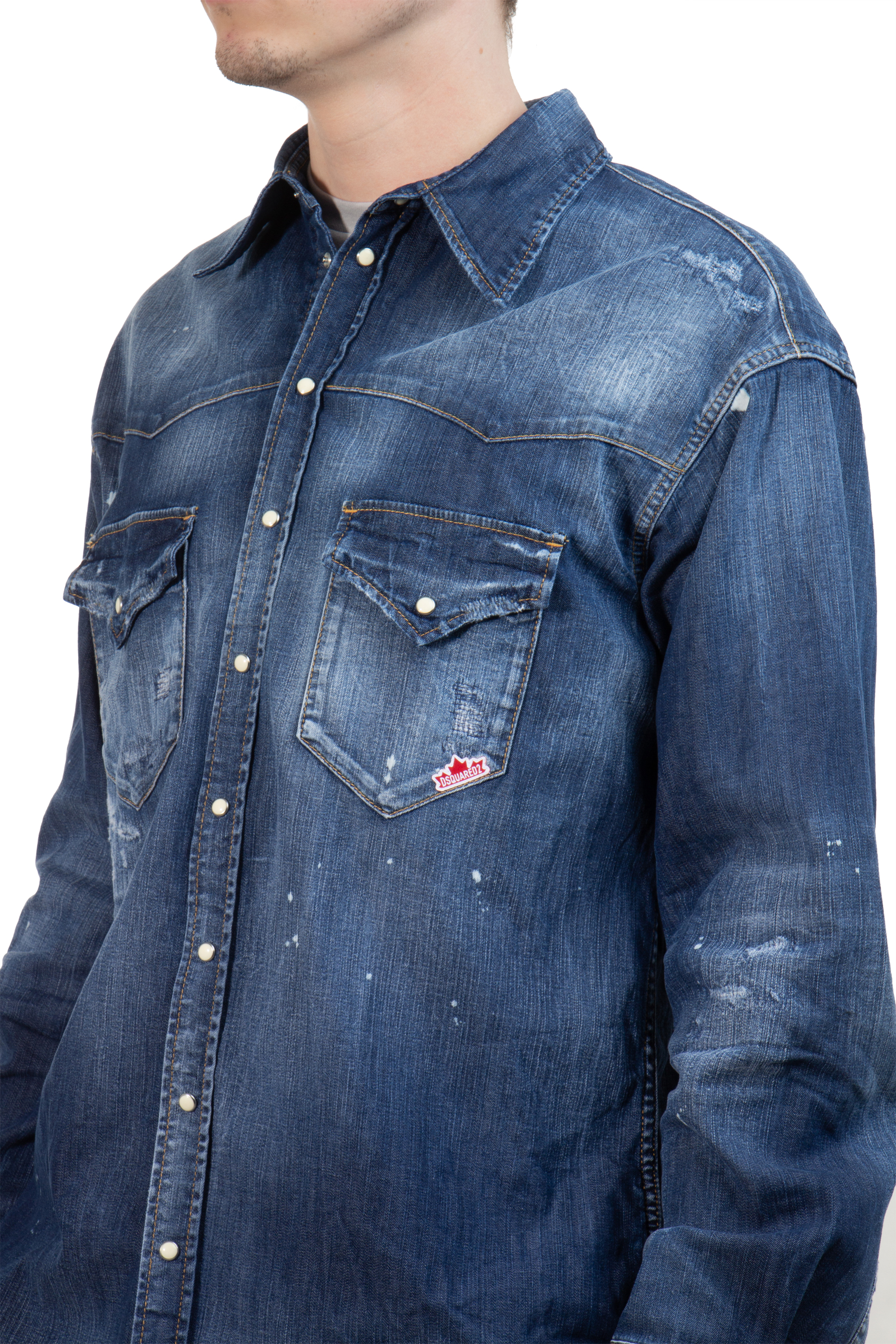 DSQUARED2 D2 Leaf West Dropped Shoulder Denim Shirt