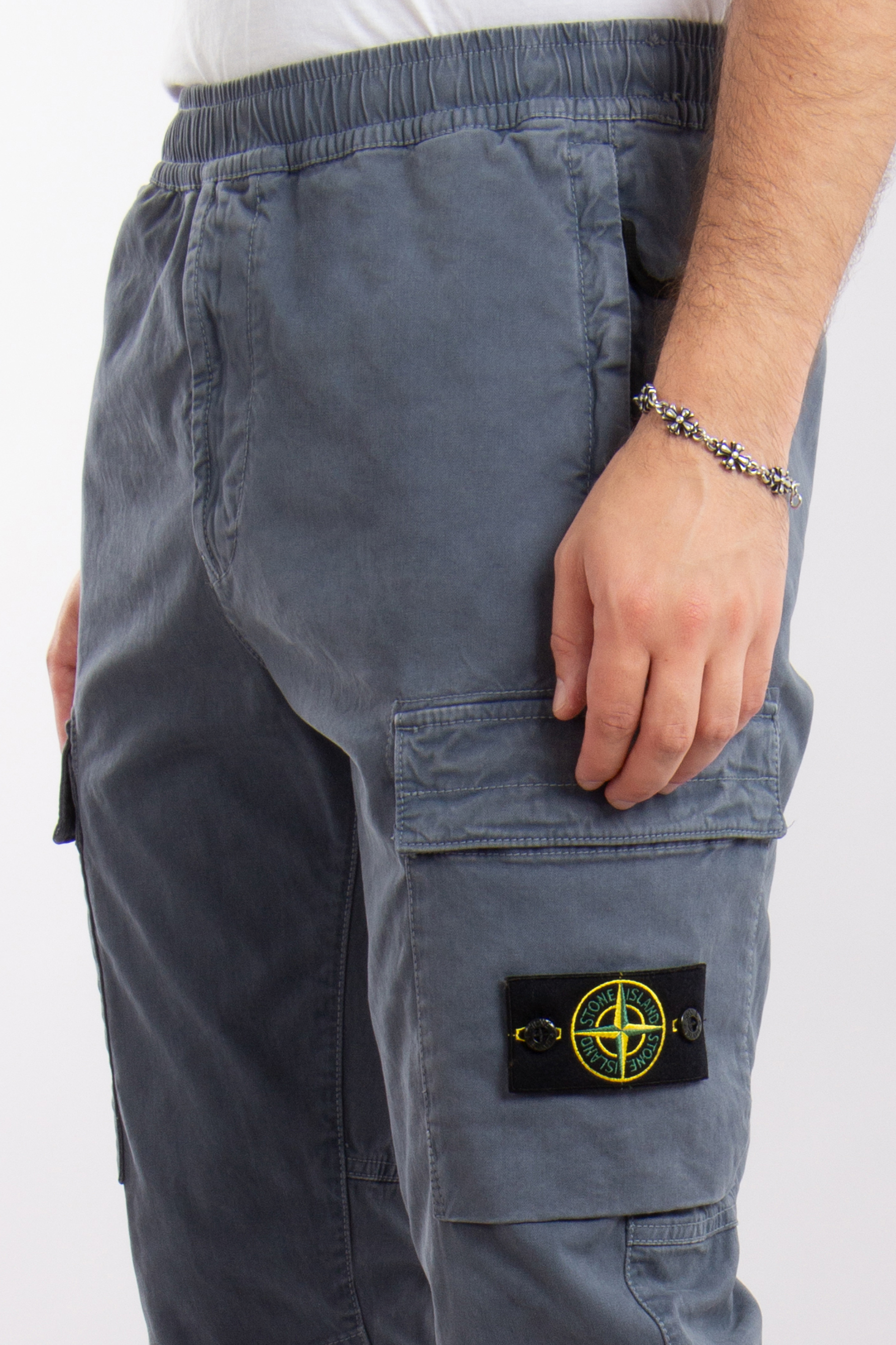 STONE ISLAND 'OLD' Effect Broken Cotton Twill Cargo Pants