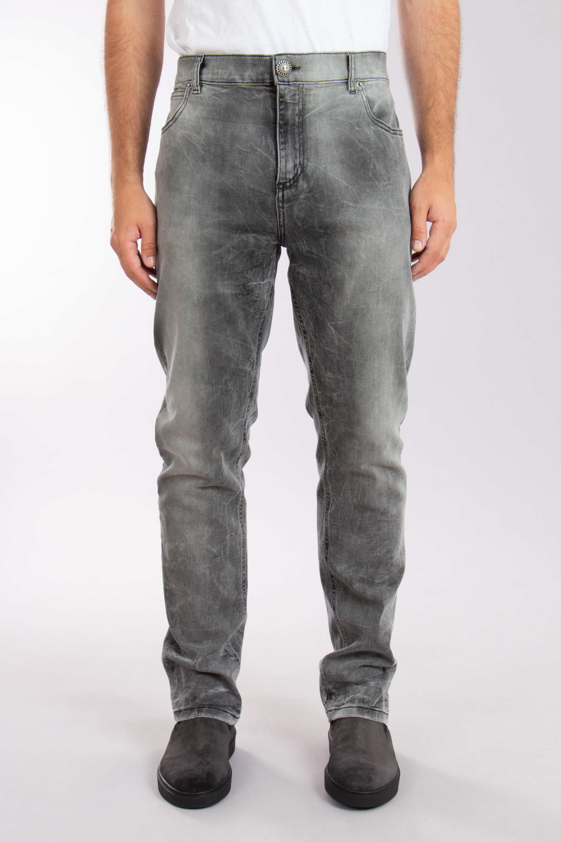 BALMAIN Regular Fit Cotton Stretch Denim Jeans