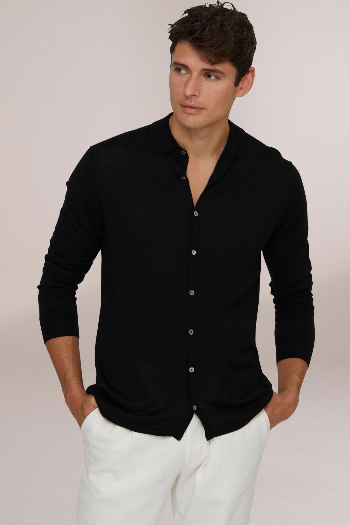 VAN LAACK Fine Knit Virgin Wool Shirt Msafino