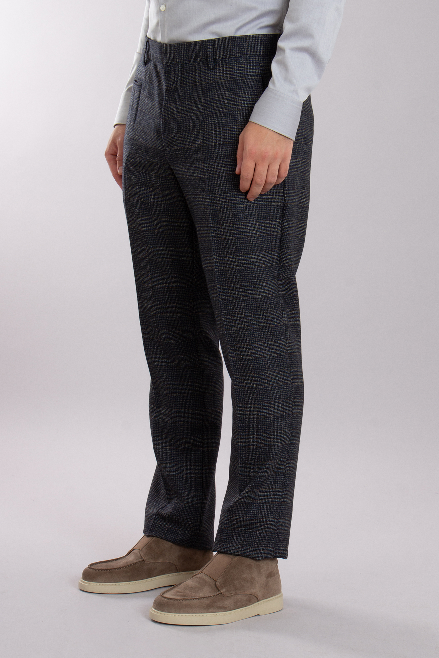 PAUL SMITH Slim Fit Gingham Check Natural Stretch Wool Pants