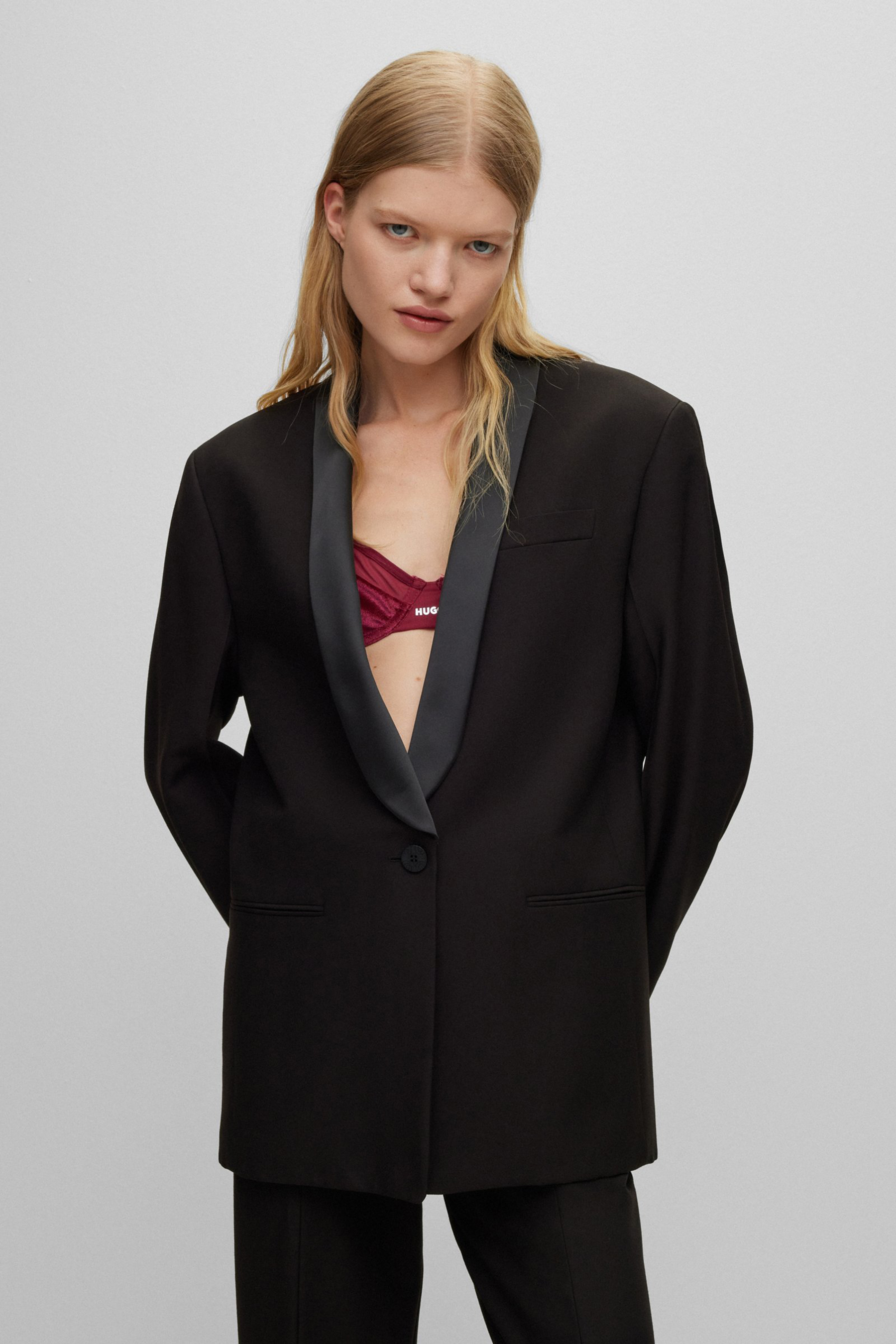 HUGO Oversized Viscose Blend Blazer Amusar