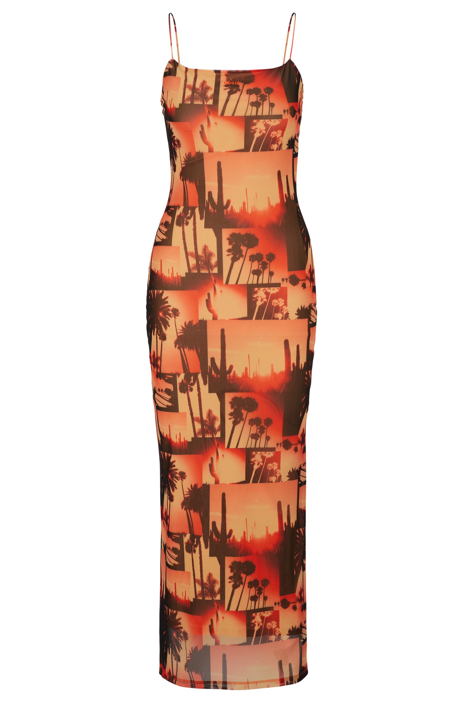 HUGO Printed Stretch Mesh Midi Dress Nalinda