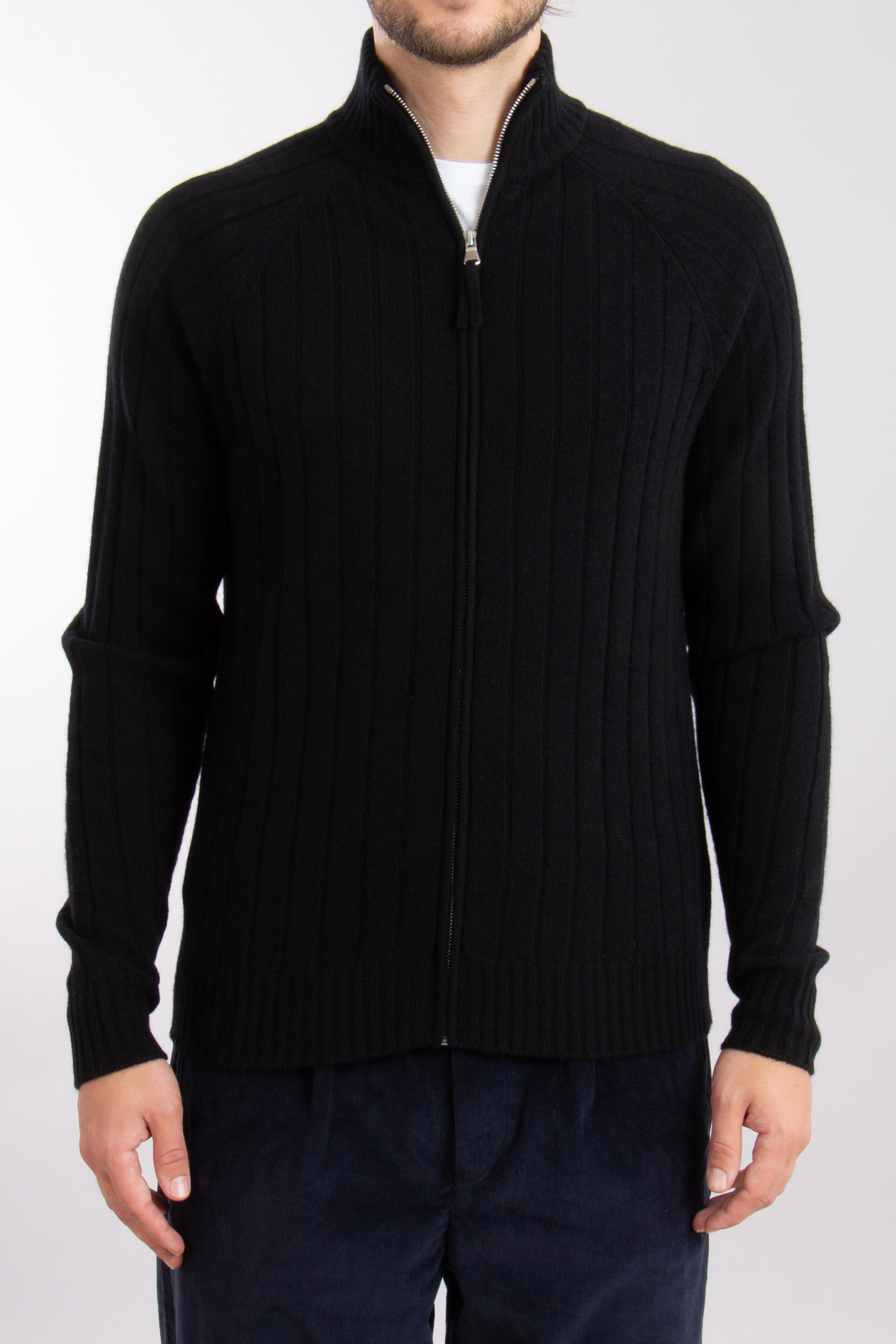 ALLUDE Virgin Wool-Cashmere Blend Zip Cardigan