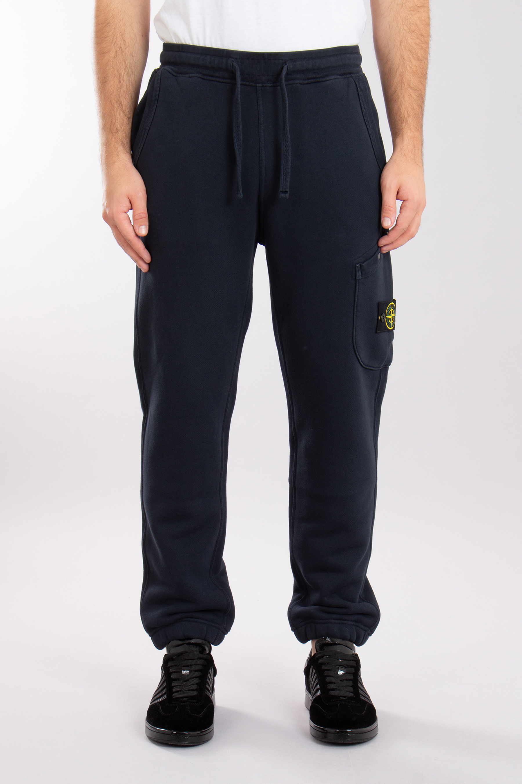 STONE ISLAND 'Old' Effect Organic Cotton Diagonal Fleece Sweatpants