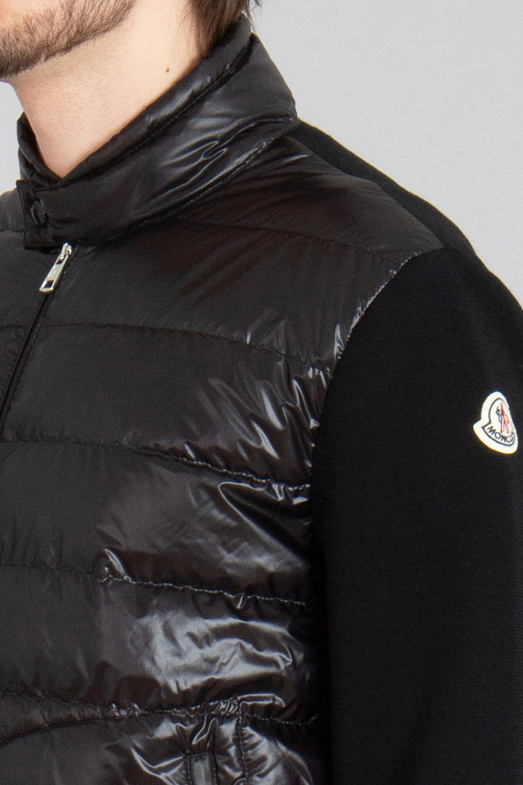 MONCLER Regular Fit Down Padded Virgin Wool Cardigan