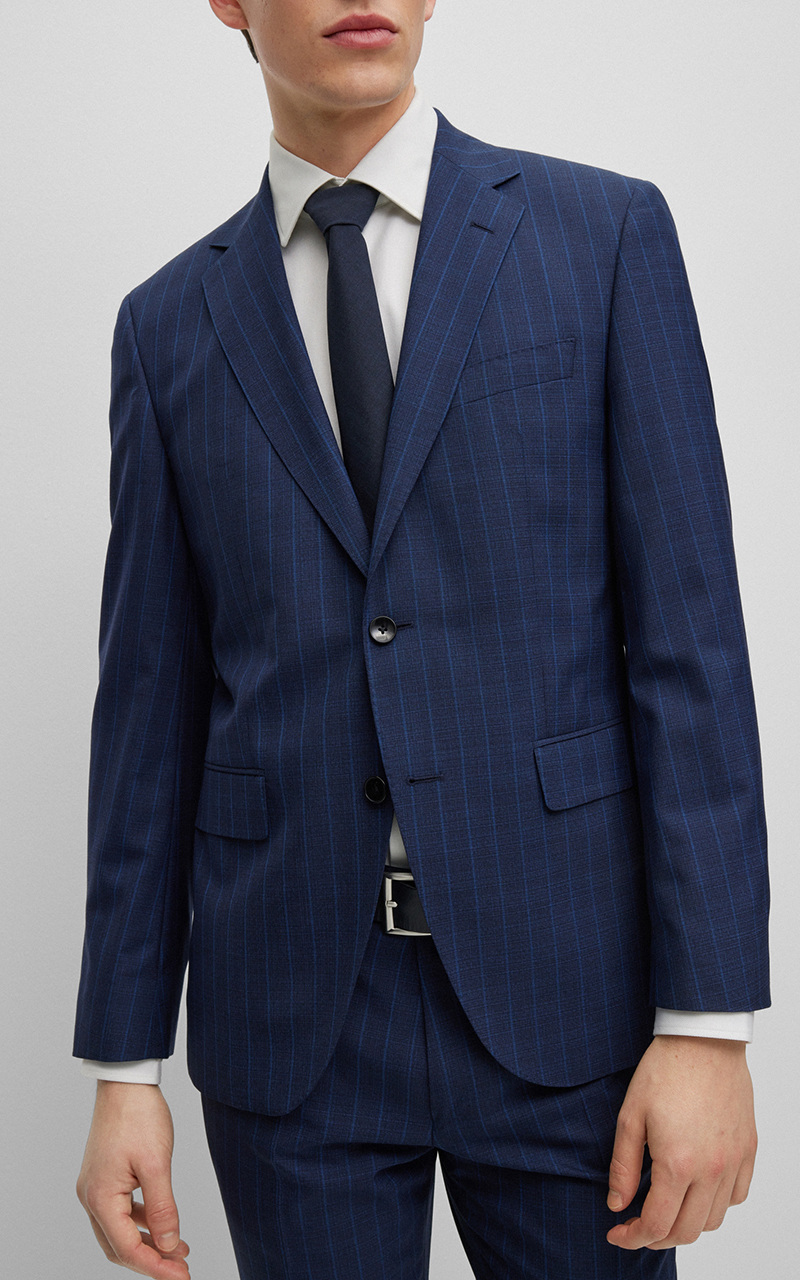 BOSS Regular Fit Striped Virgin Wool Suit H-Jeckson 