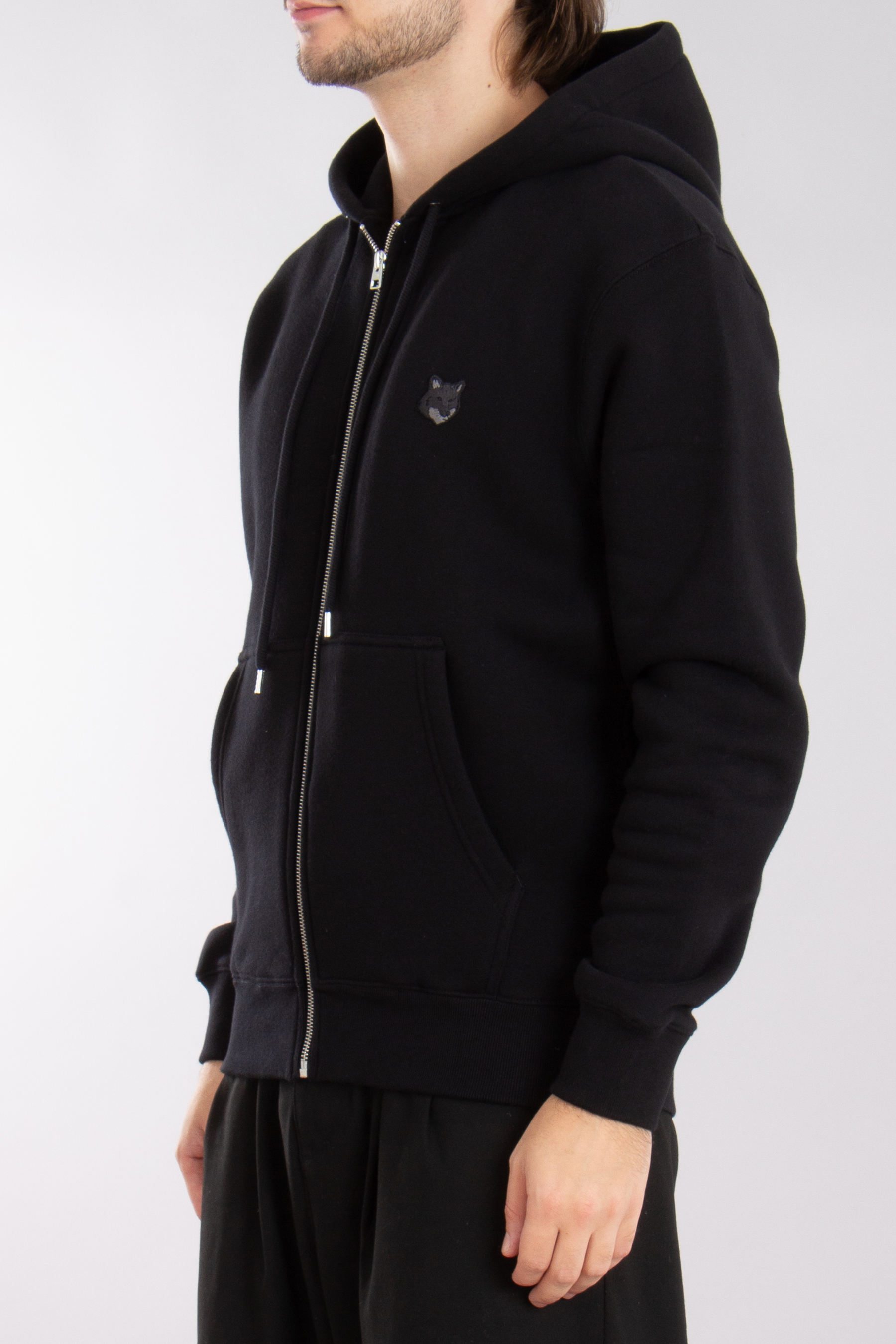 MAISON KITSUNÉ Bold Fox Head Patch Cotton Fleece Zip Hoodie