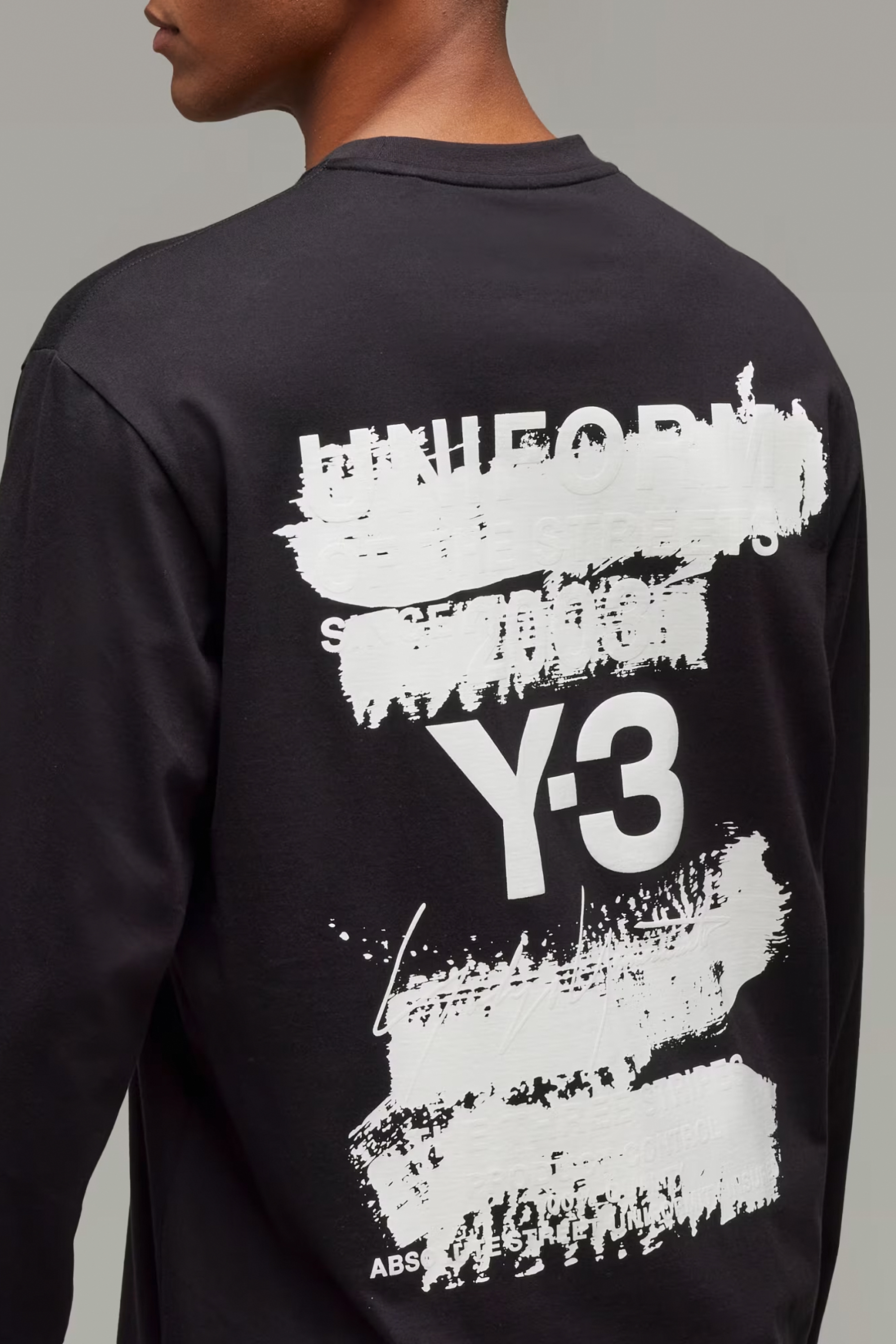 Y-3 U Graphic Print Cotton Jersey Long Sleeve T-Shirt