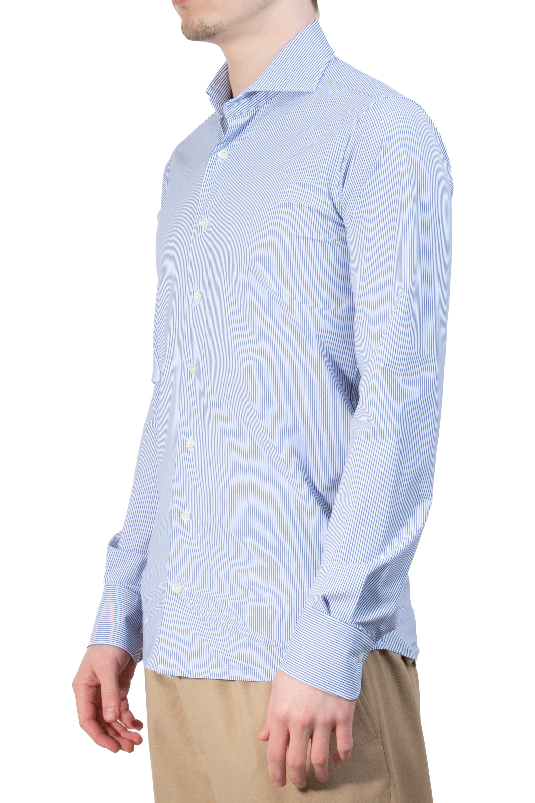 DU4 Slim Fit Striped Nylon Stretch Shirt Jasin