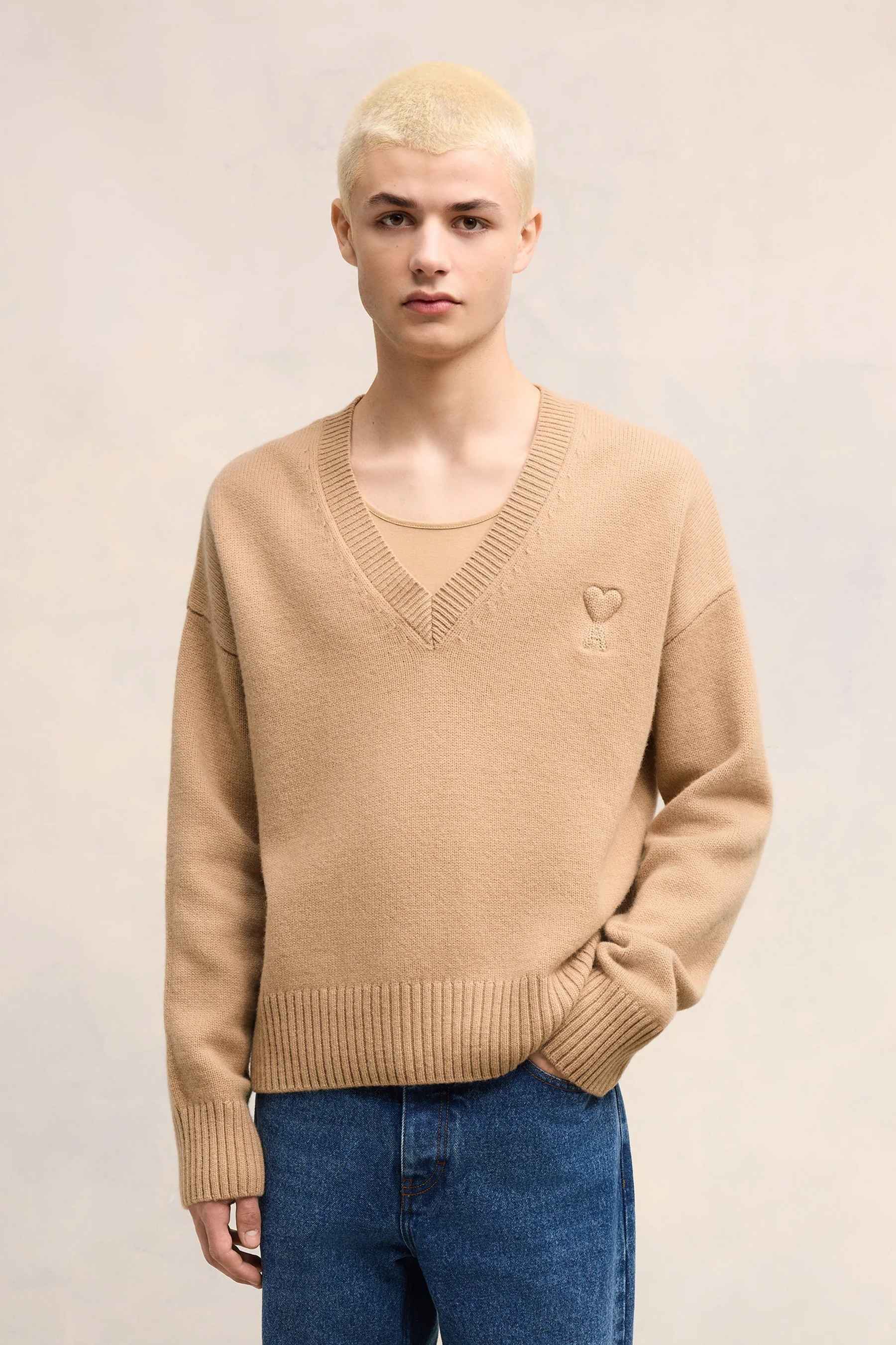 AMI PARIS Wool-Cashmere Blend Sweater