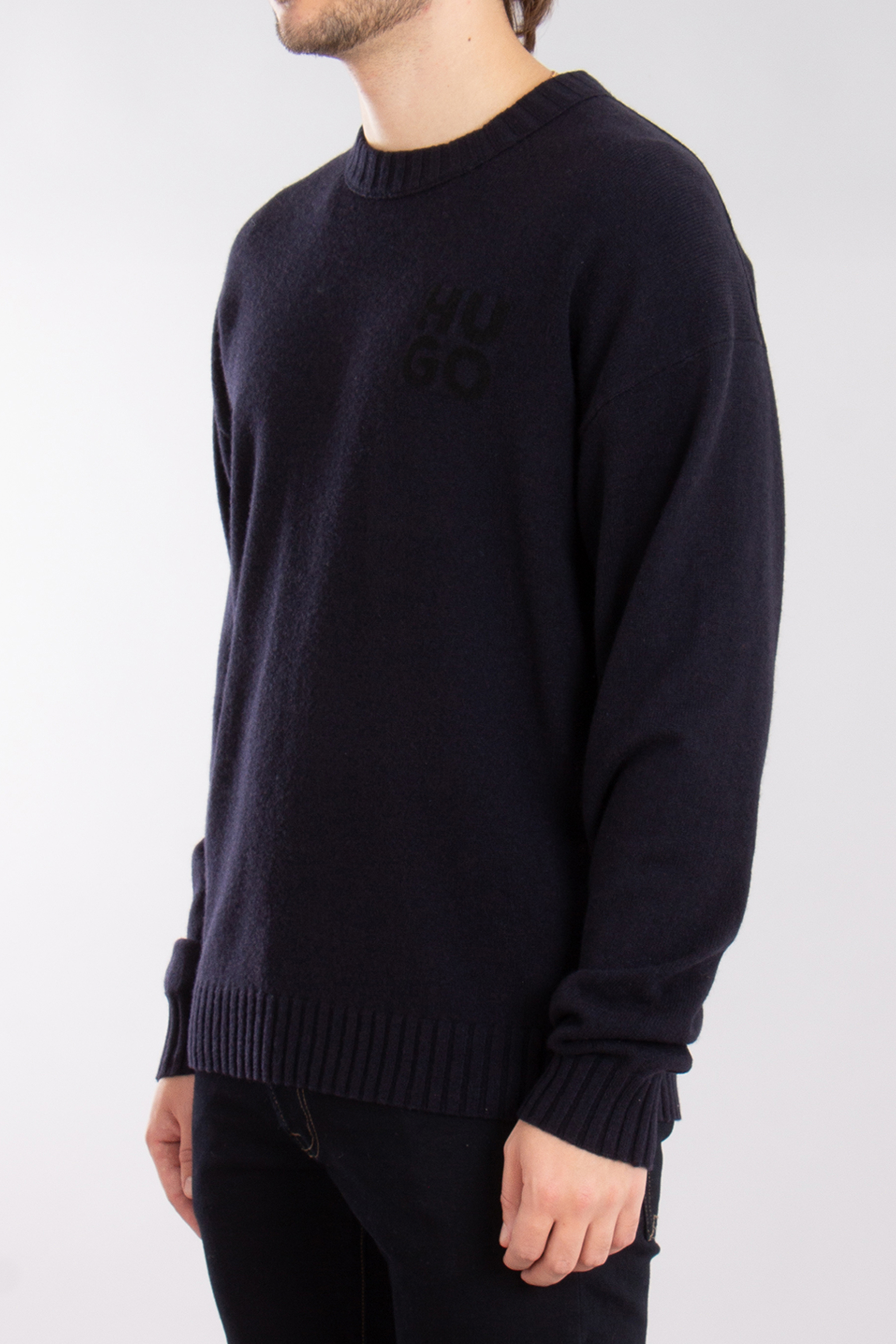 HUGO Stack Logo Virgin Wool Blend Sweater San Cassio-L