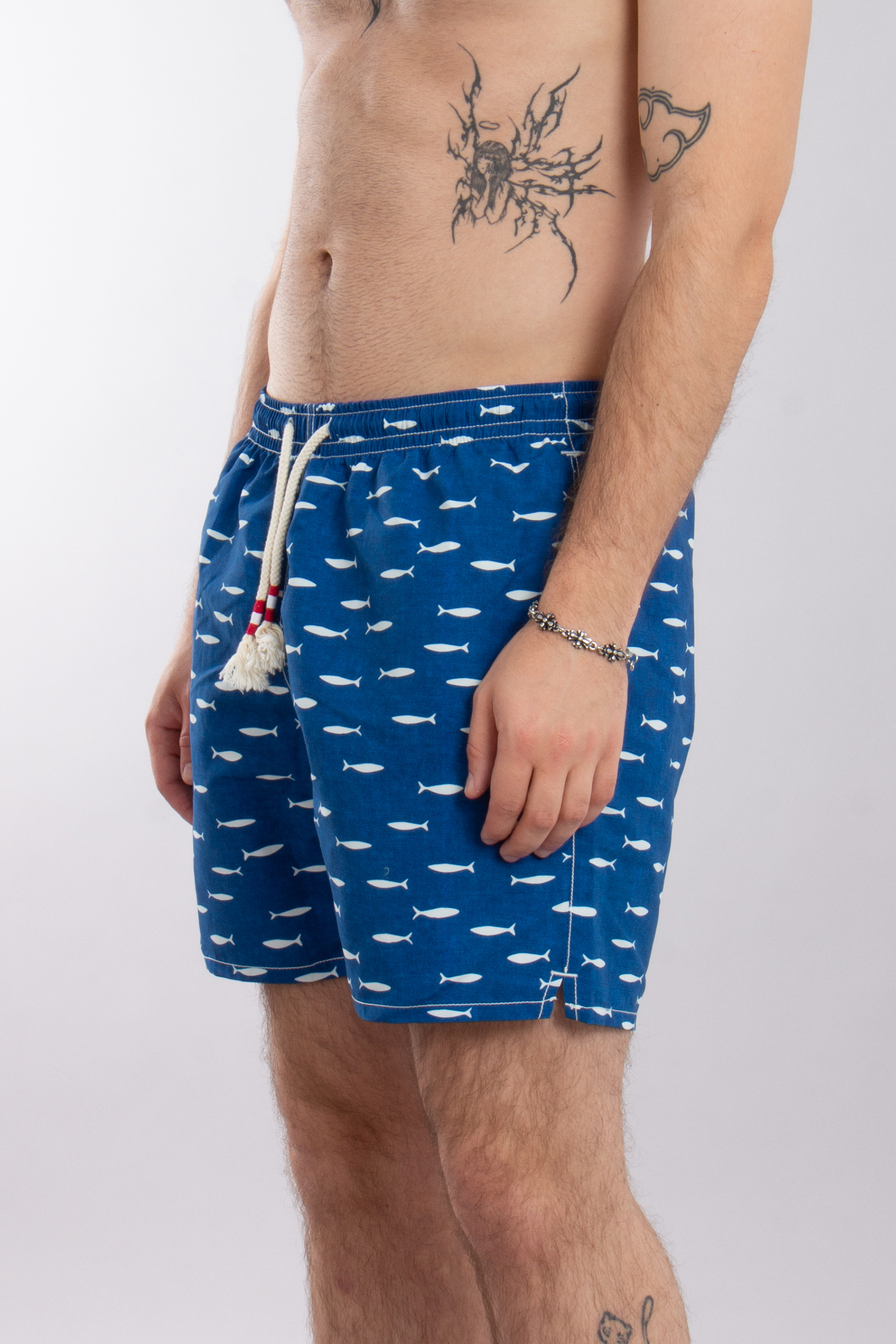 MC 2 SAINT BARTH Indigo Sardine Print Swim Shorts Caprese 