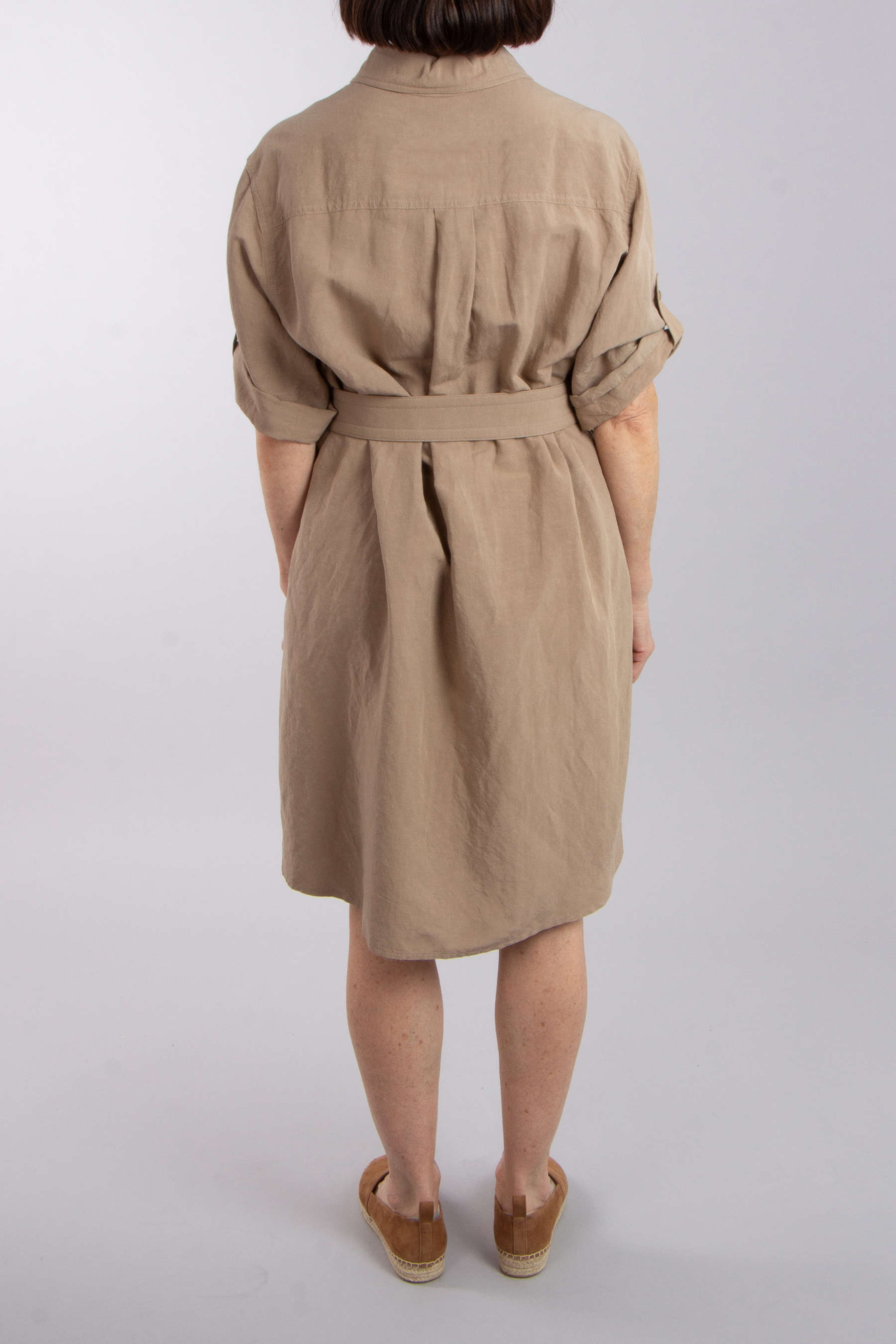 0039 ITALY Linen Blend Shirt Dress Cinzia