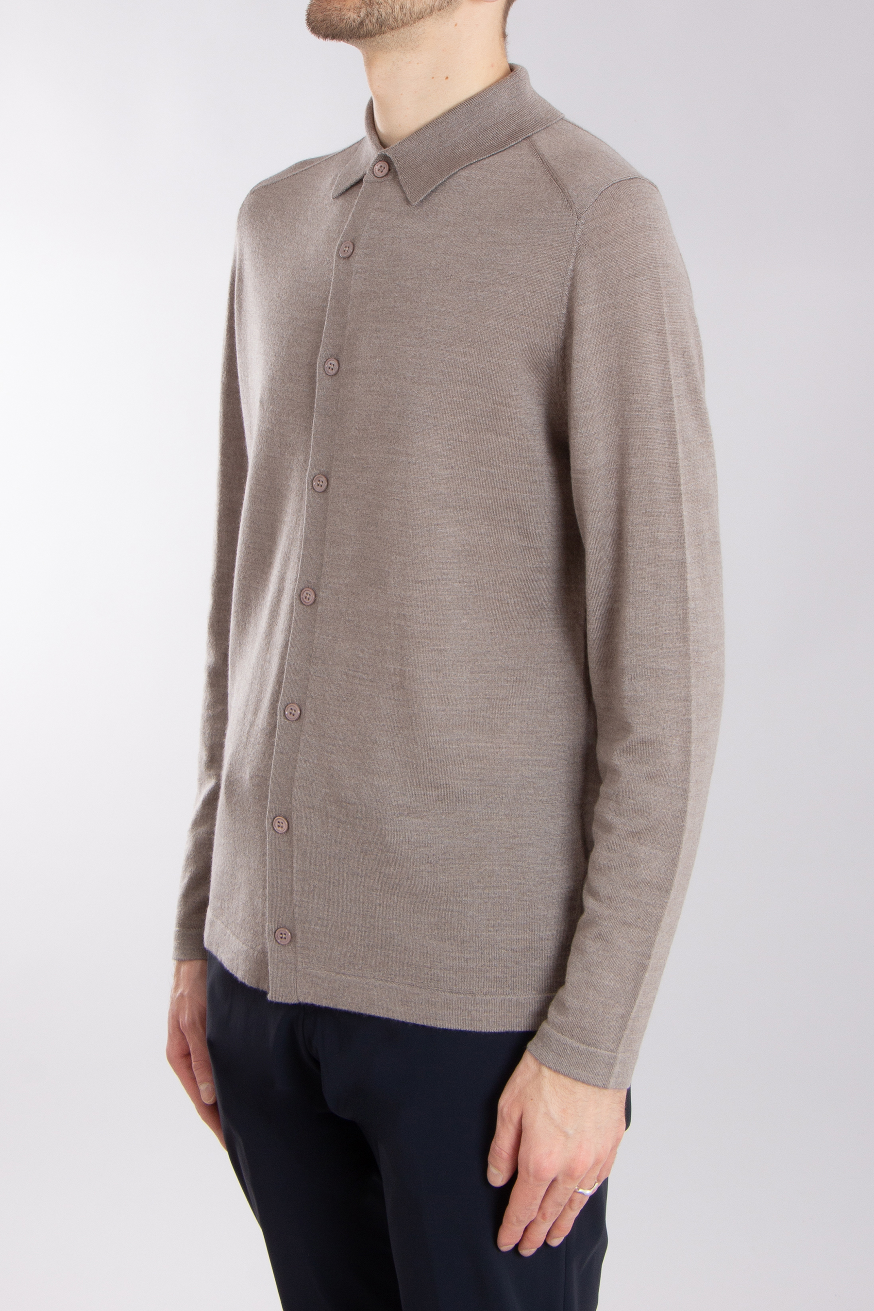 MIENTUS BERLIN Extrafine Wool-Silk-Cashmere Blend Knit Shirt