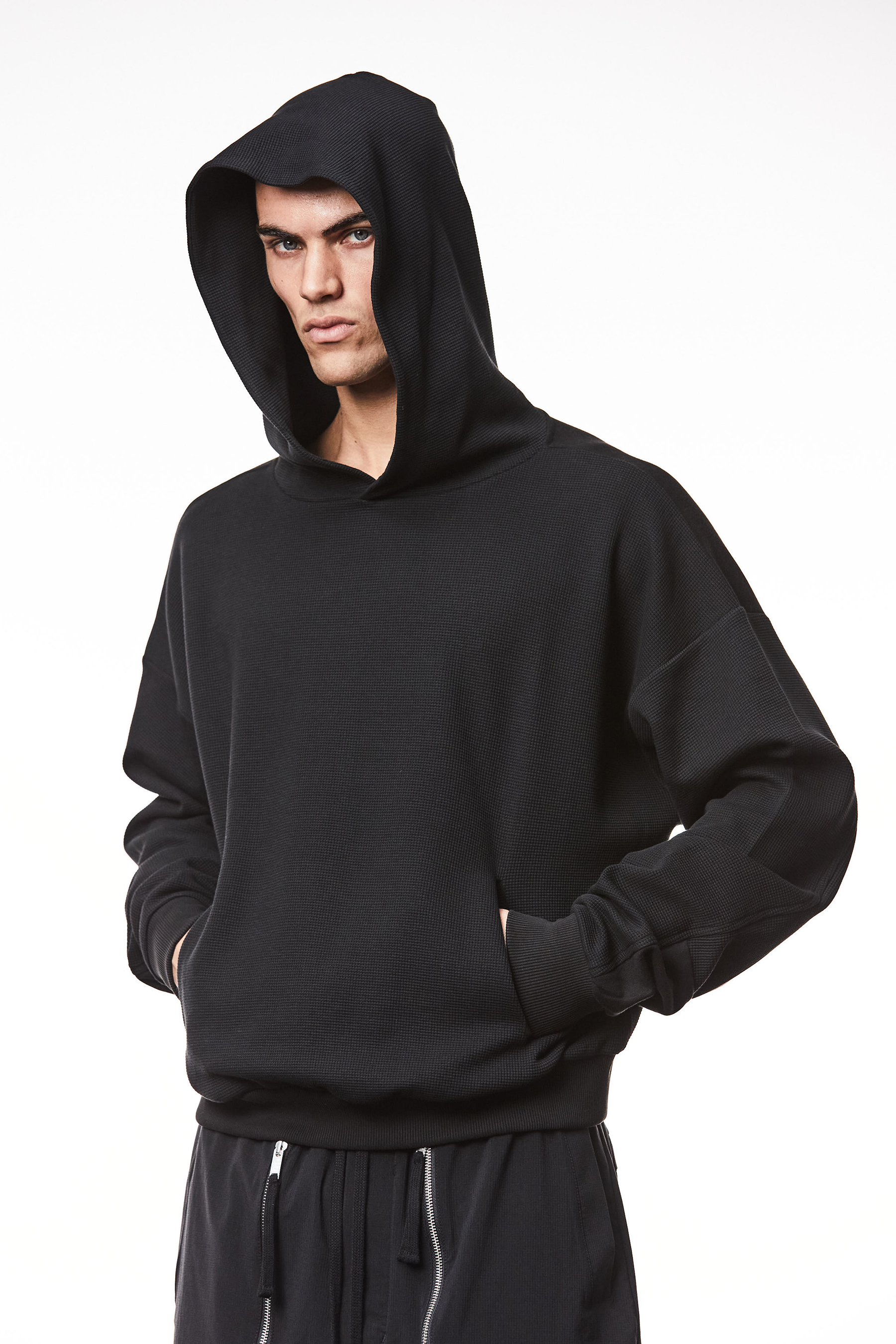 THOM KROM Oversized Cropped Matmix Cotton Jersey Hoodie