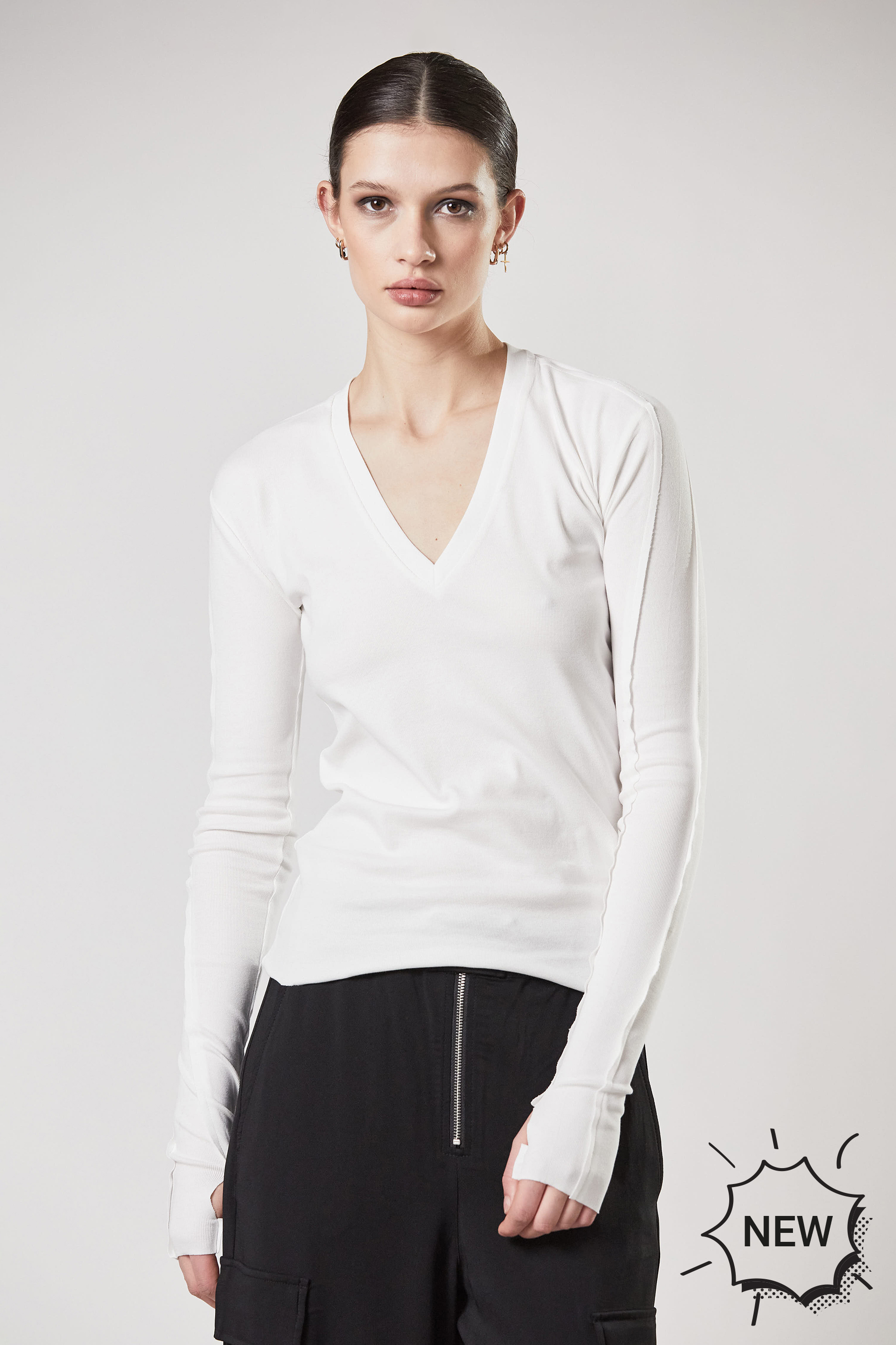 THOM KROM Ribbed Cotton Stretch Longsleeve T-Shirt