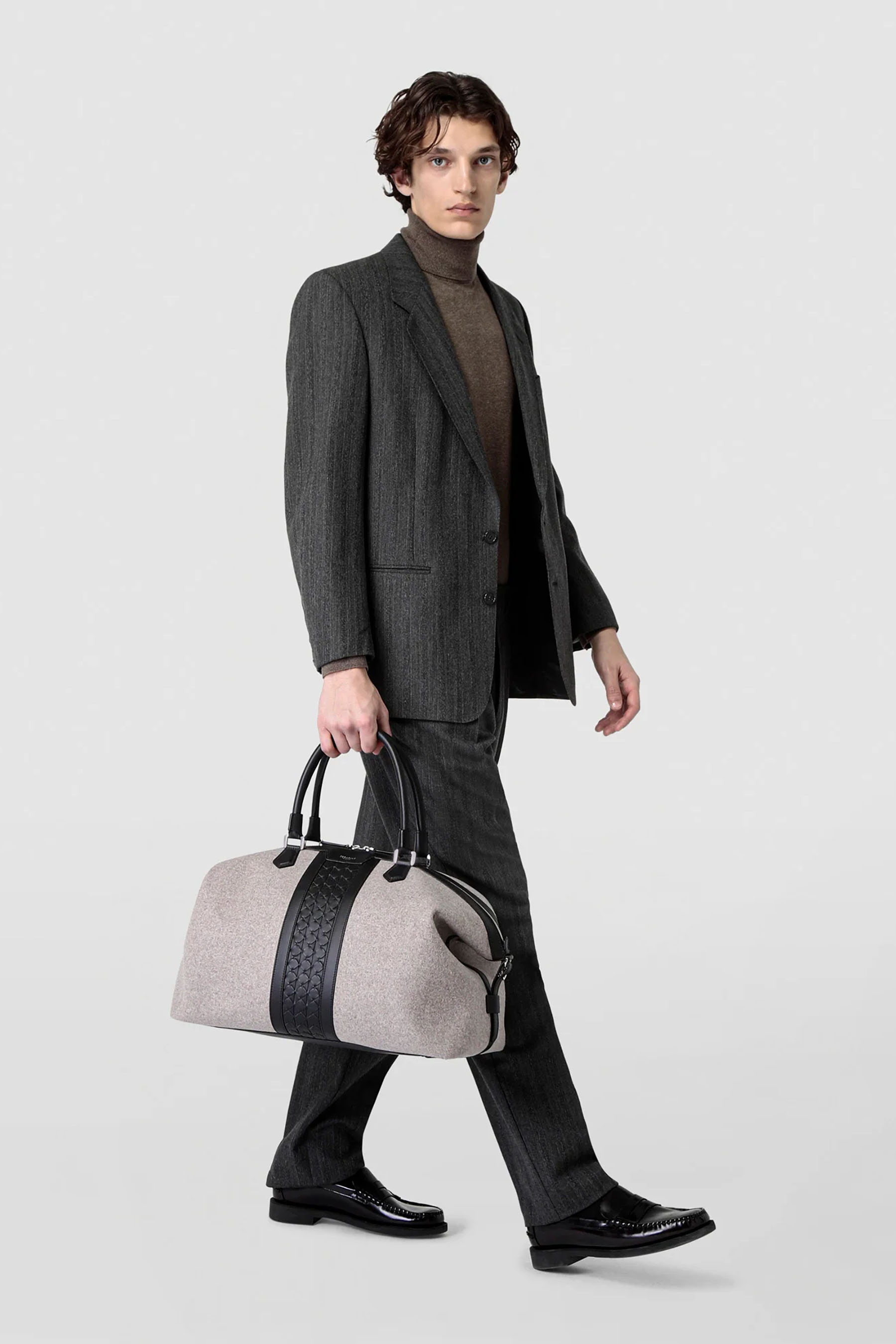 SERAPIAN Wool & Mosaico Leather Travel Bag