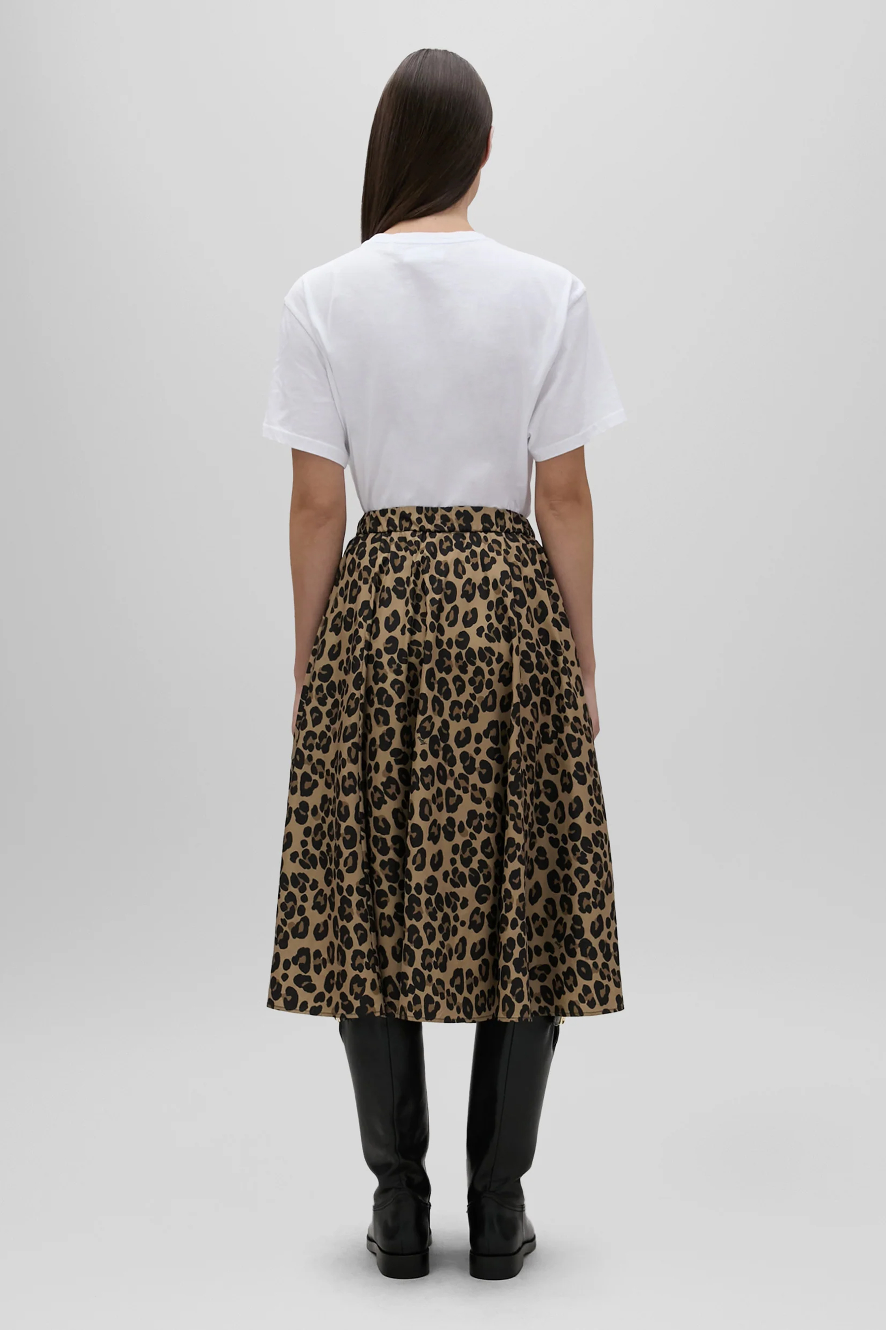 ASPESI Leopard Print Technical Fabric Skirt