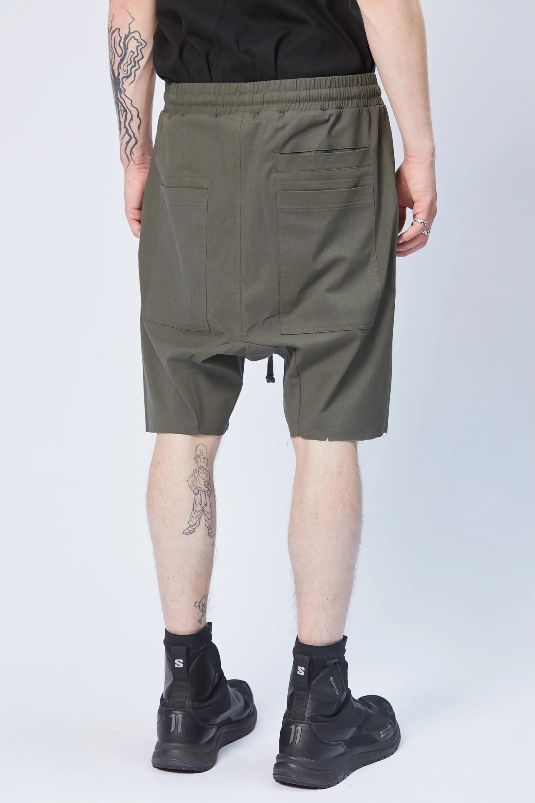 THOM KROM Drop Crotch Cotton Stretch Shorts