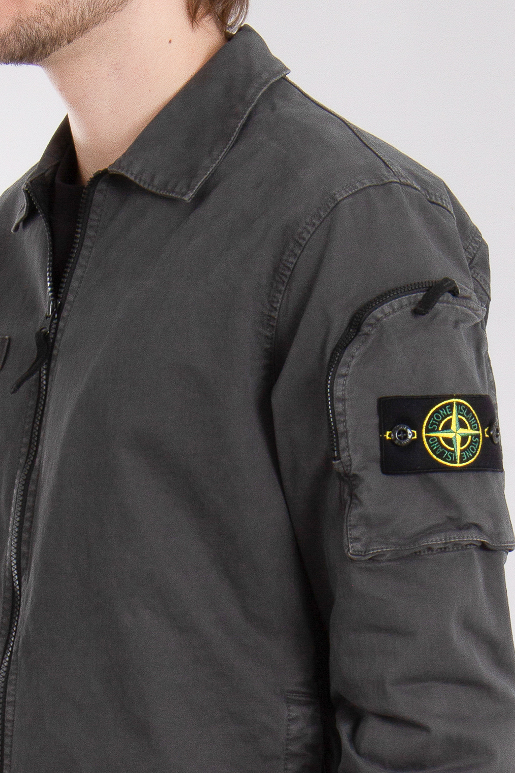 STONE ISLAND OLD Effect Organic Cotton Stretch Broken Twill Overshirt