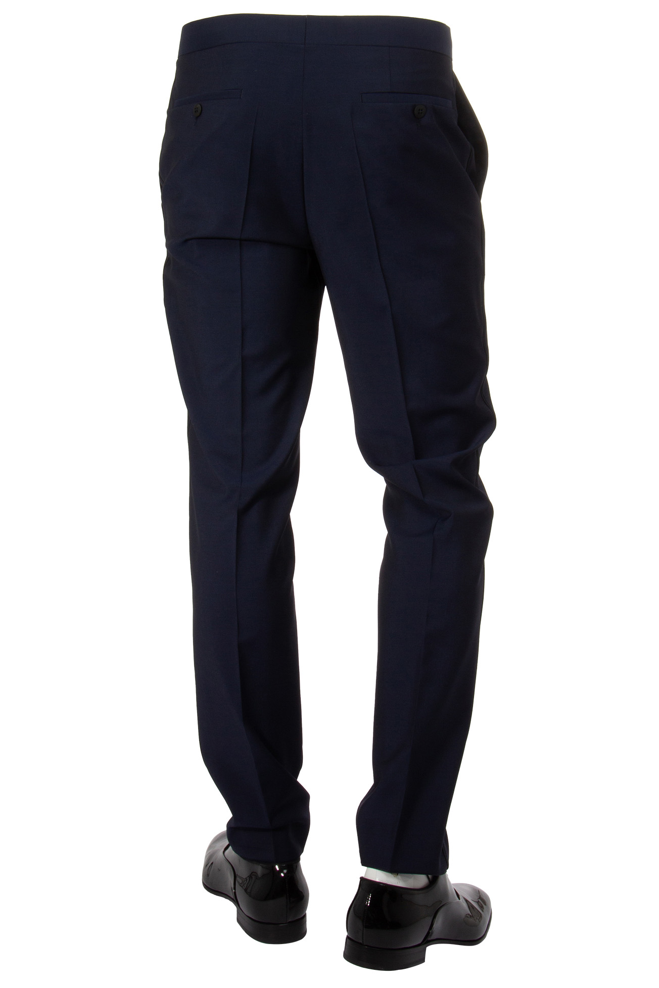 DRESSLER Shaped Fit Wool-Mohair Blend Tuxedo Pants Jade