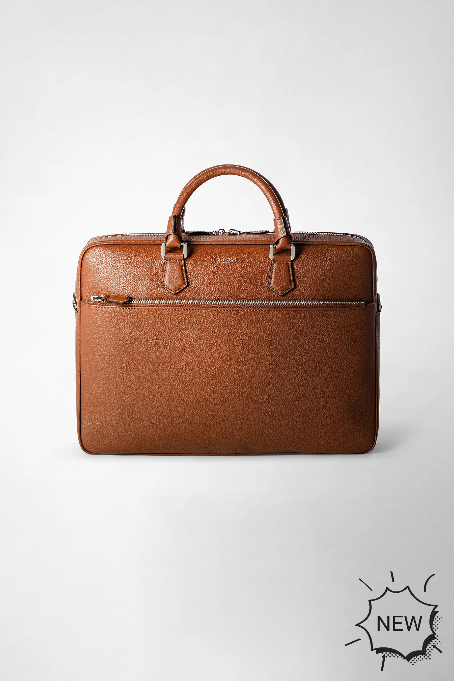 SERAPIAN Slim Cashmere Leather Briefcase