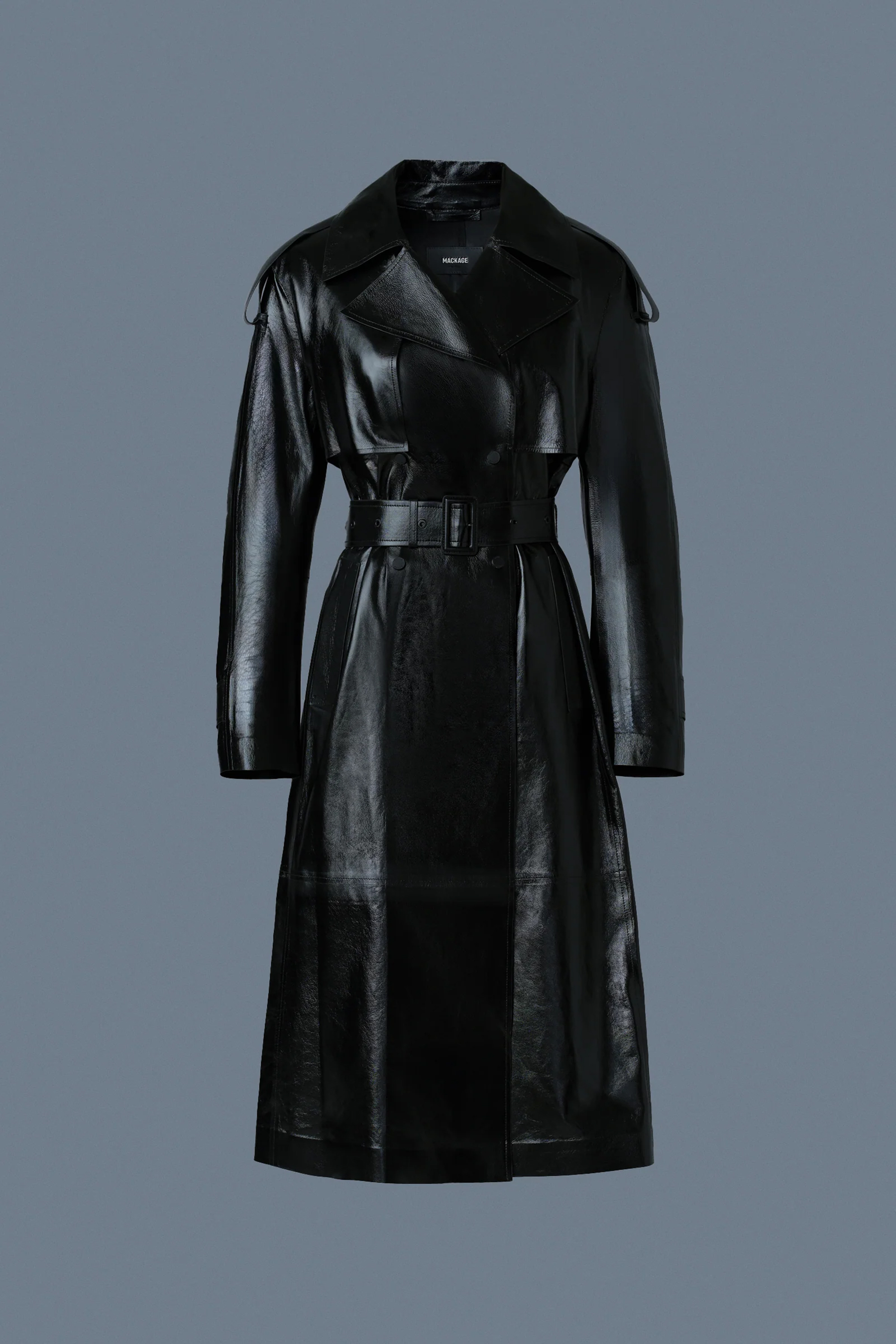 MACKAGE Lambskin Leather Trench Coat Carmela