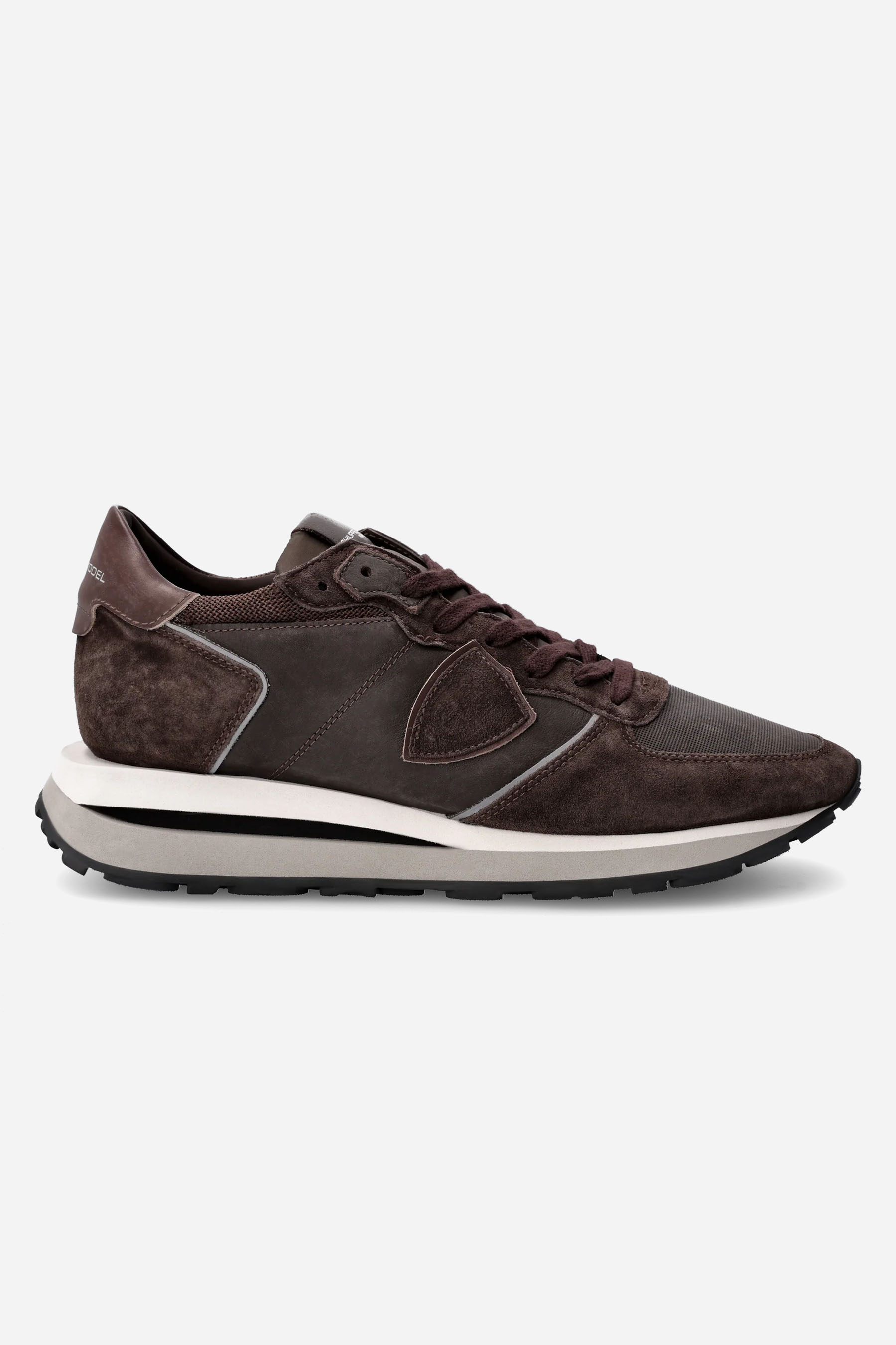 PHILIPPE MODEL Washed Suede Mesh & Leather Sneakers Tropez Haute Low