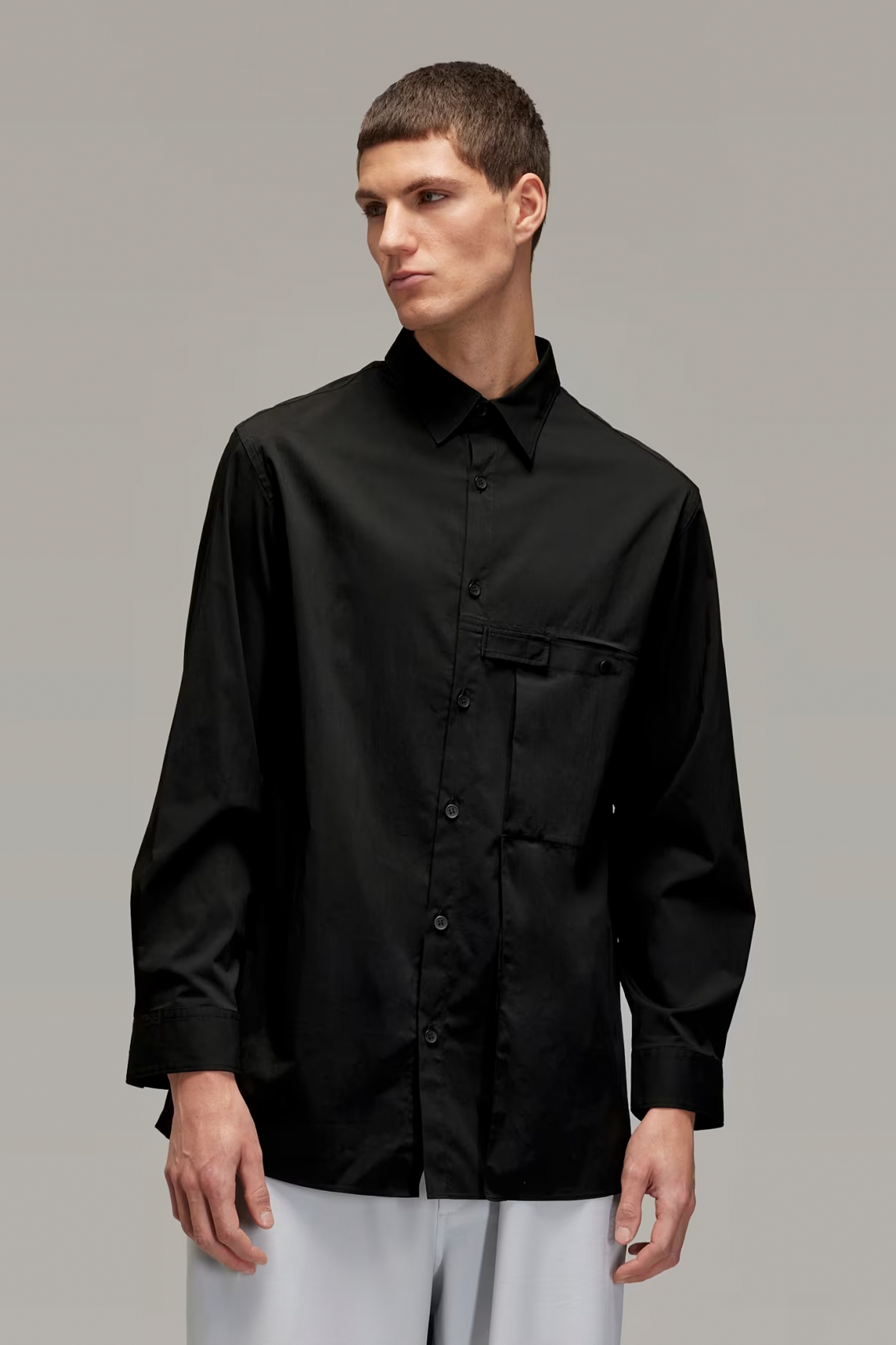 Y-3 Pleated Cotton-Nylon Stretch Shirt