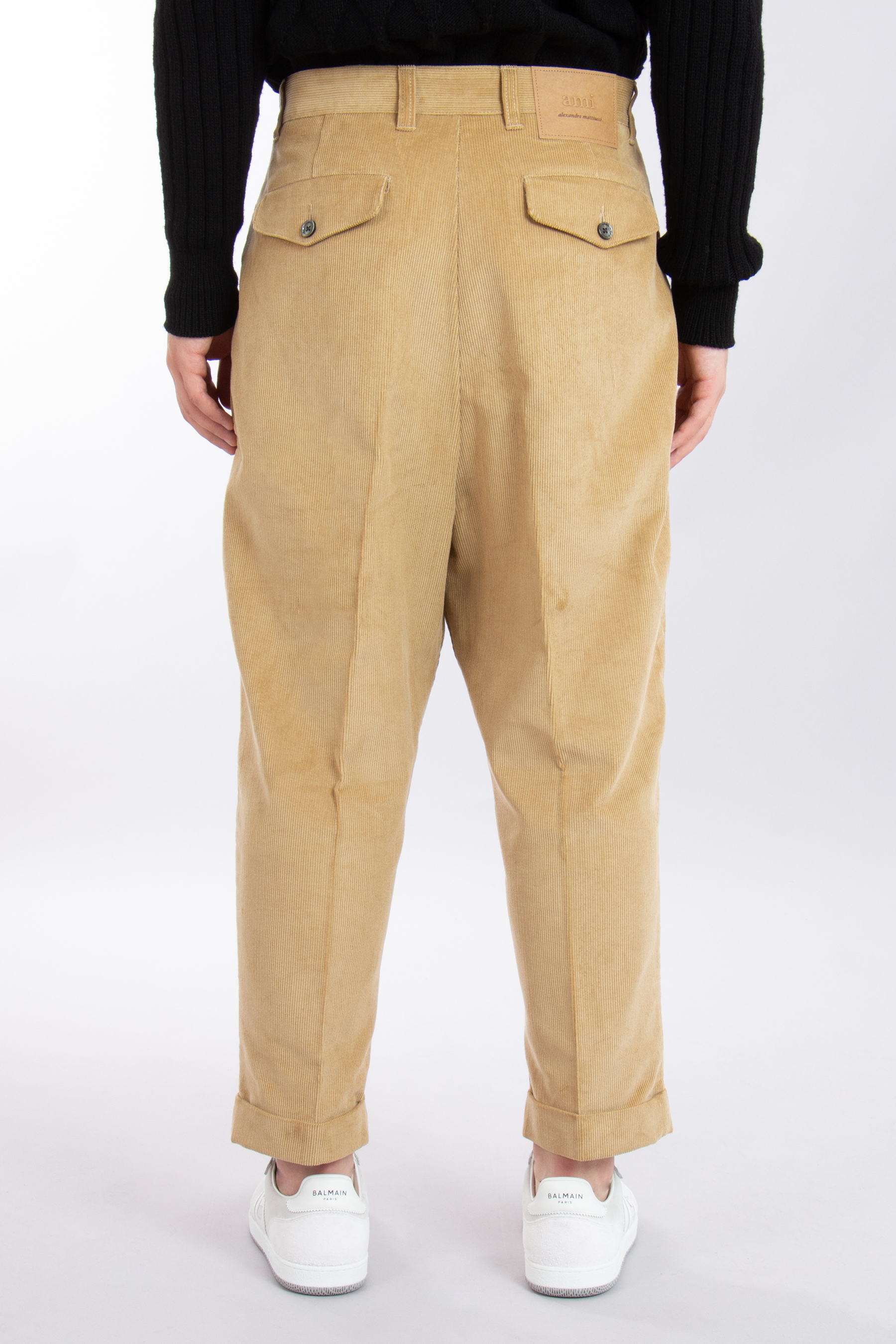 AMI PARIS Oversized Carrot Fit Cotton Corduroy Pants