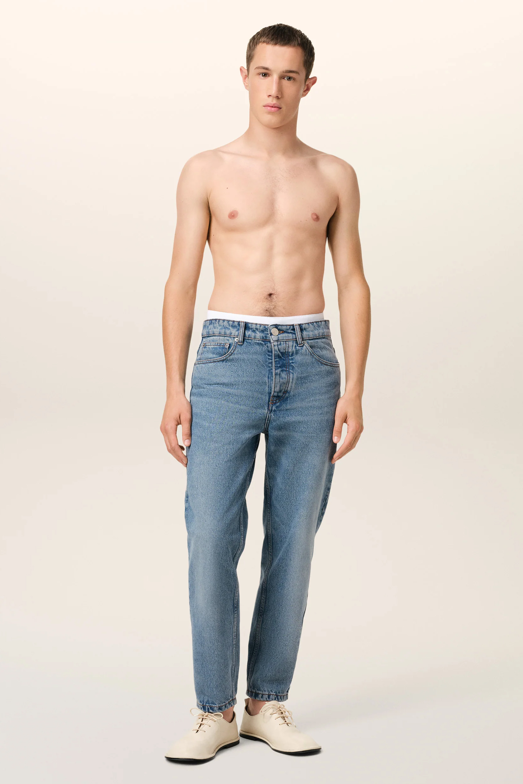 AMI PARIS Tapered Fit Cotton Denim Jeans