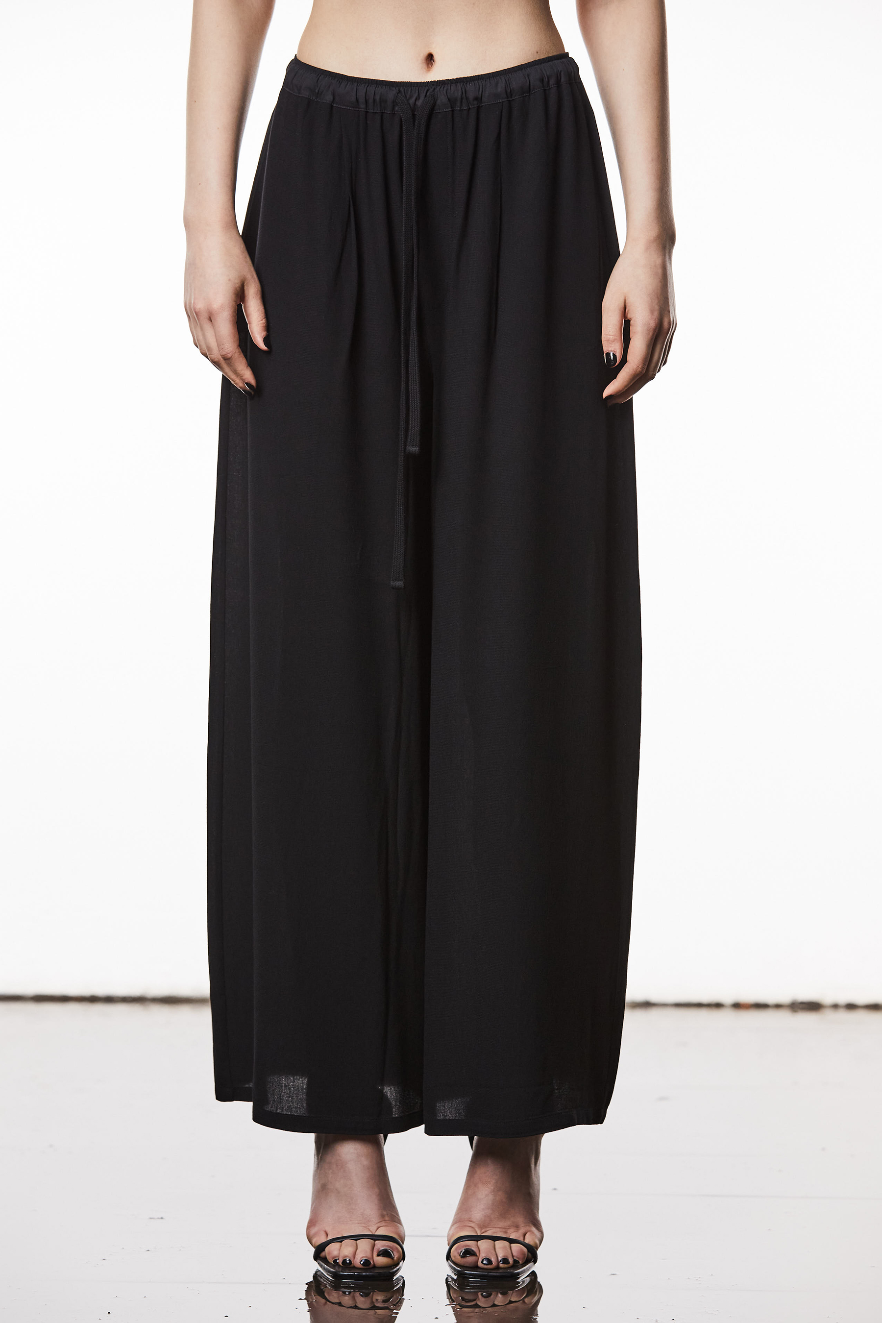 THOM KROM Wide Leg Viscose Crepe Pants