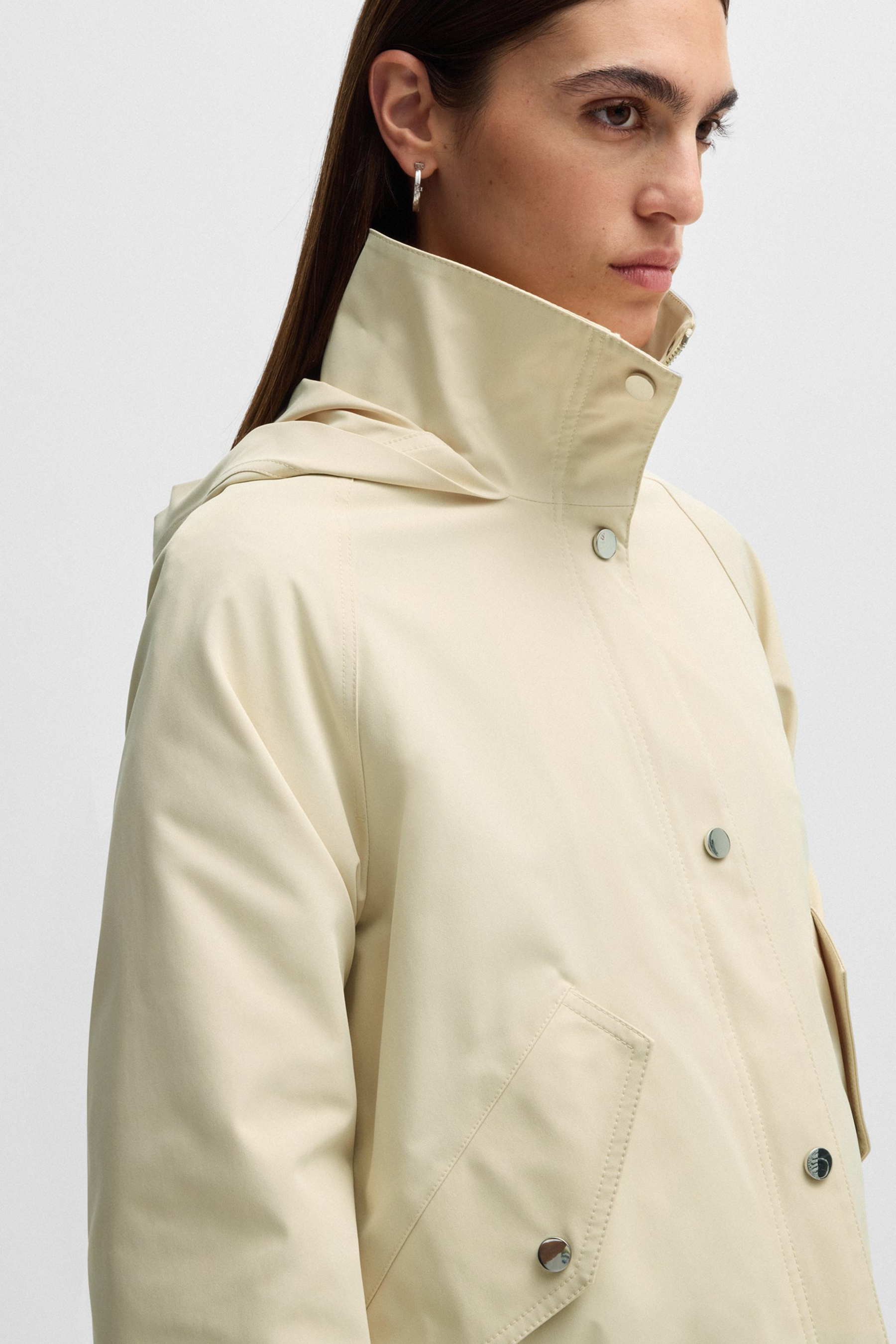 BOSS Relaxed Fit Water-Repellent Fabric Hooded Jacket Carbora