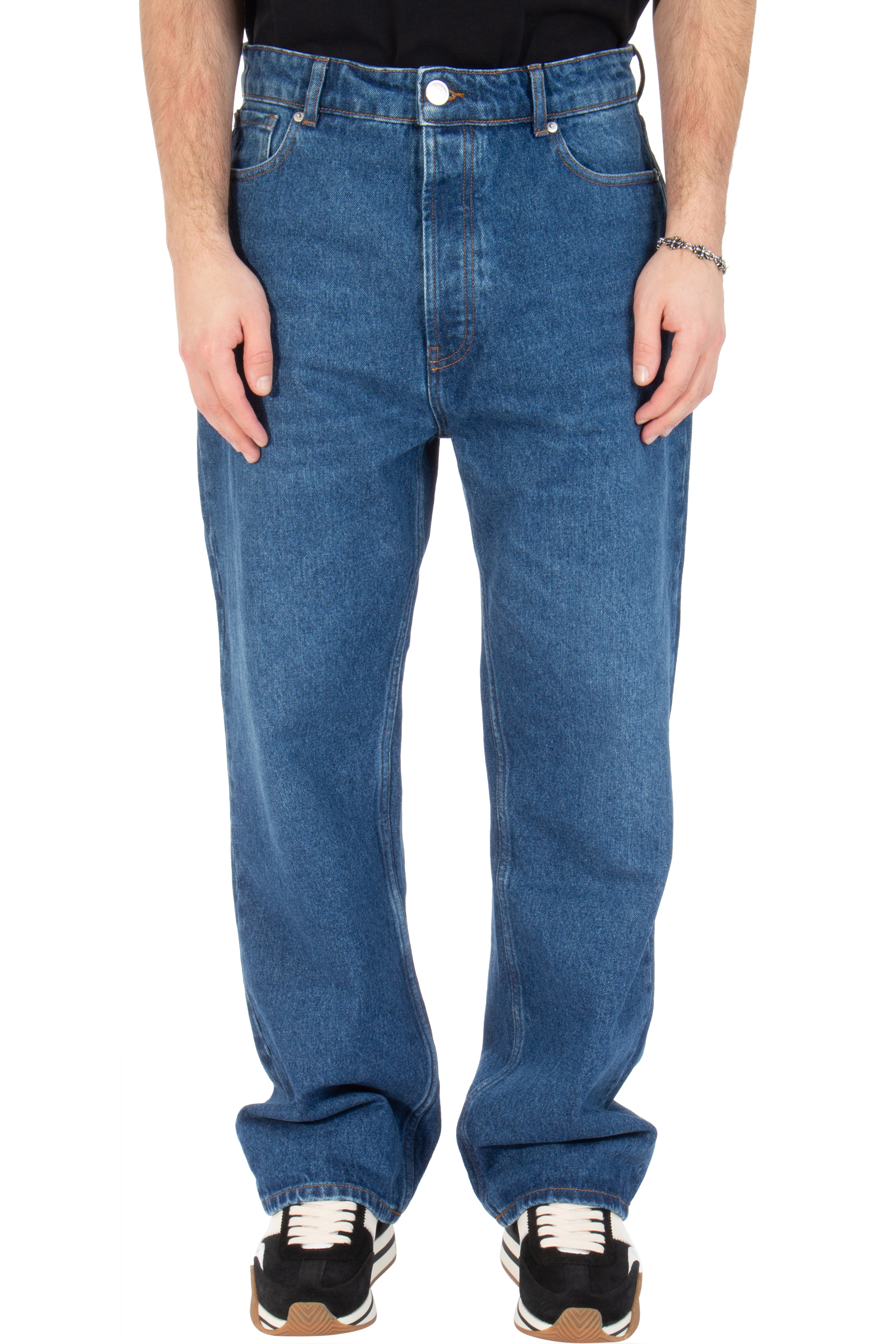 AMI PARIS Straight Fit Cotton Denim Jeans