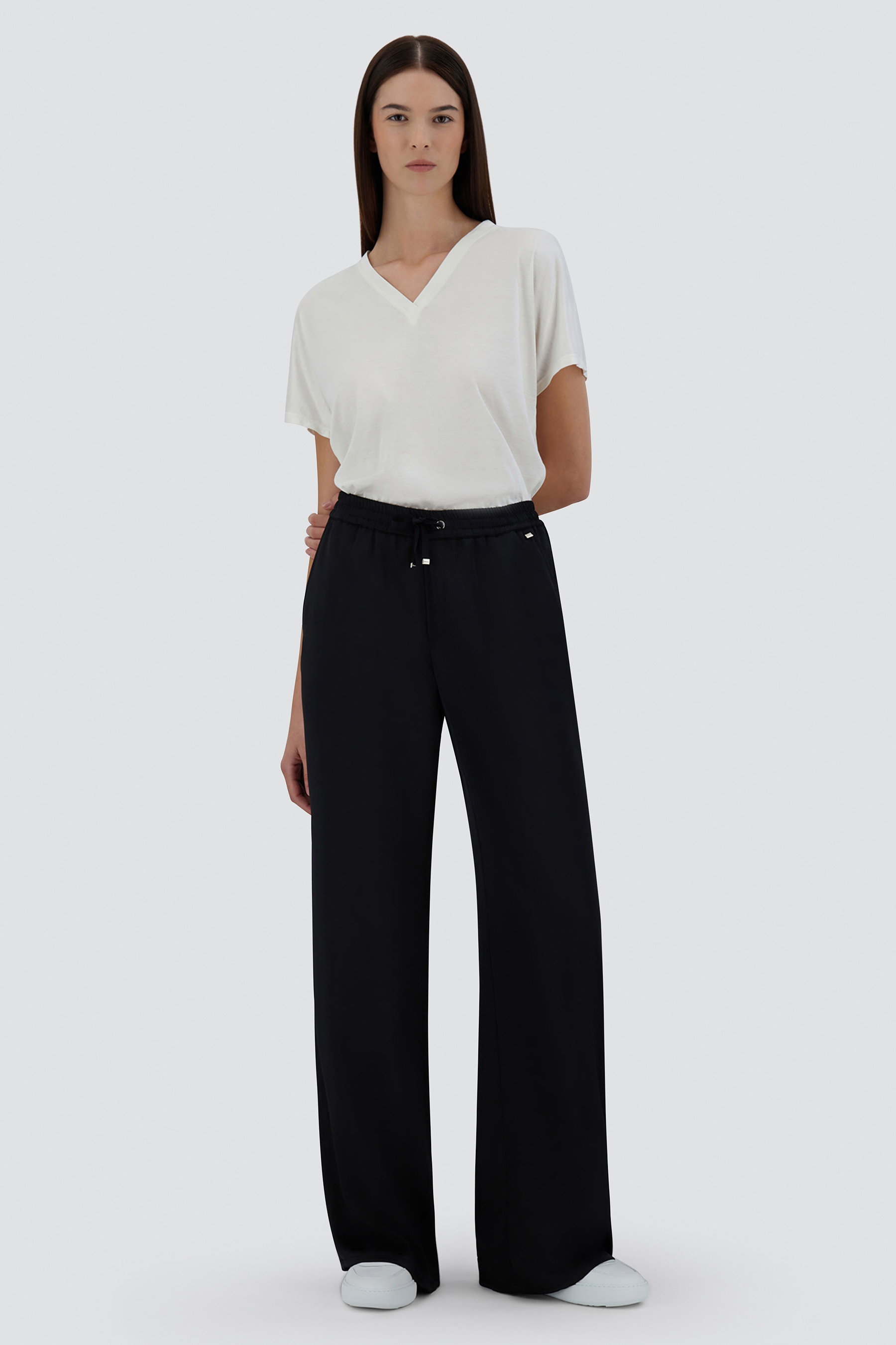 HERNO Wide Leg Satin Pants