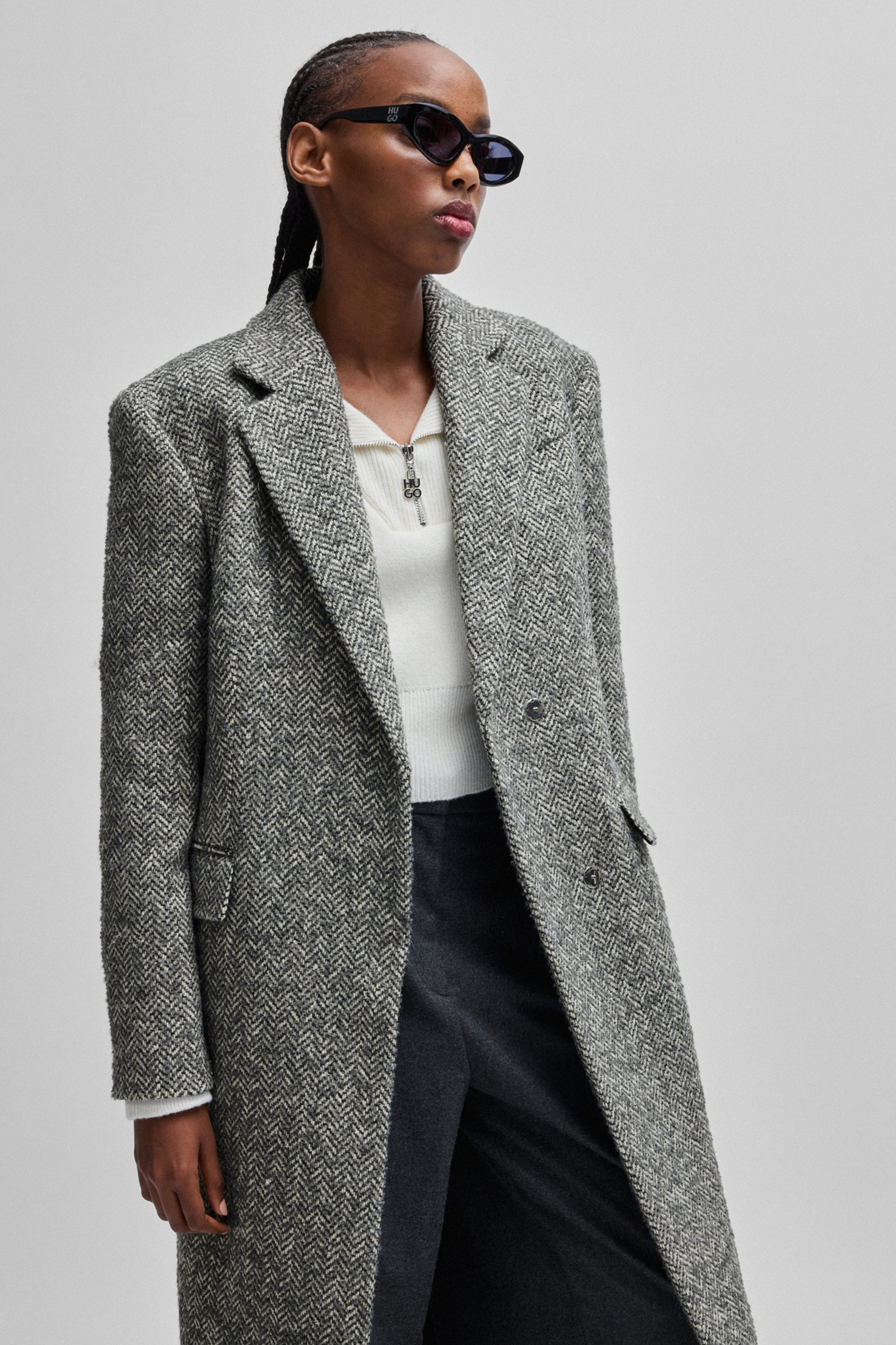 HUGO Herringbone Wool Blend Coat Majesa