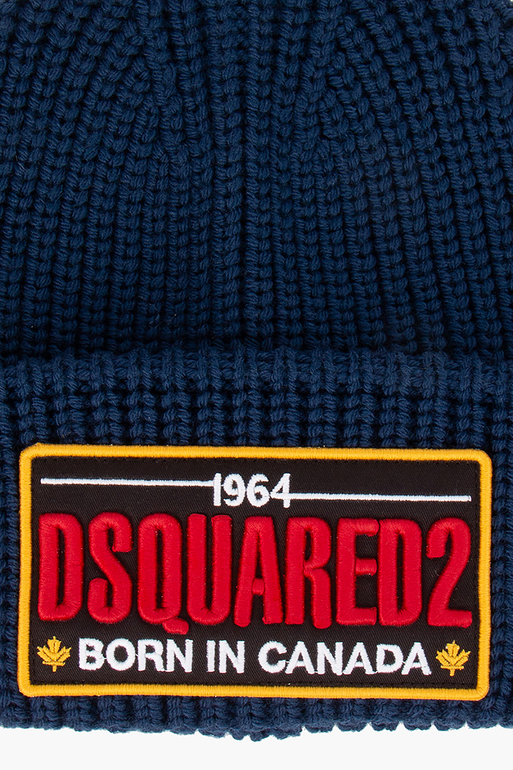 DSQUARED2 Patch Ribbed Wool Beanie