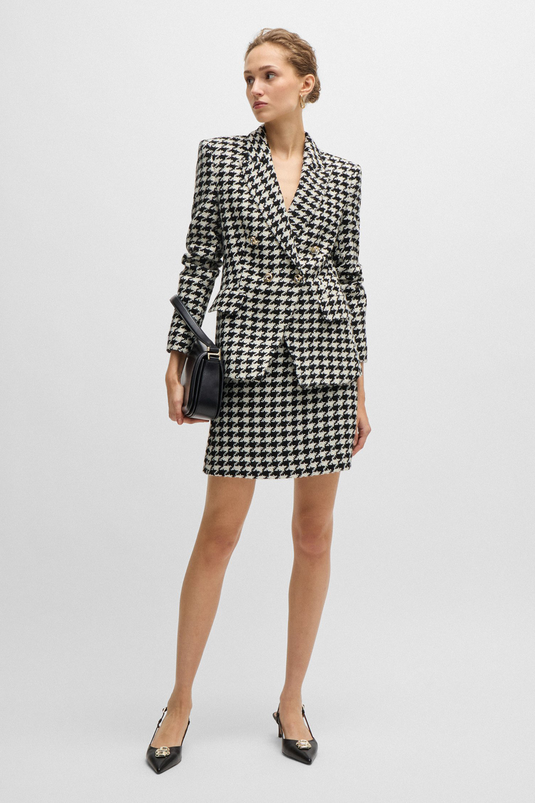 BOSS Houndstooth Wool Blend Mini Skirt Vupita