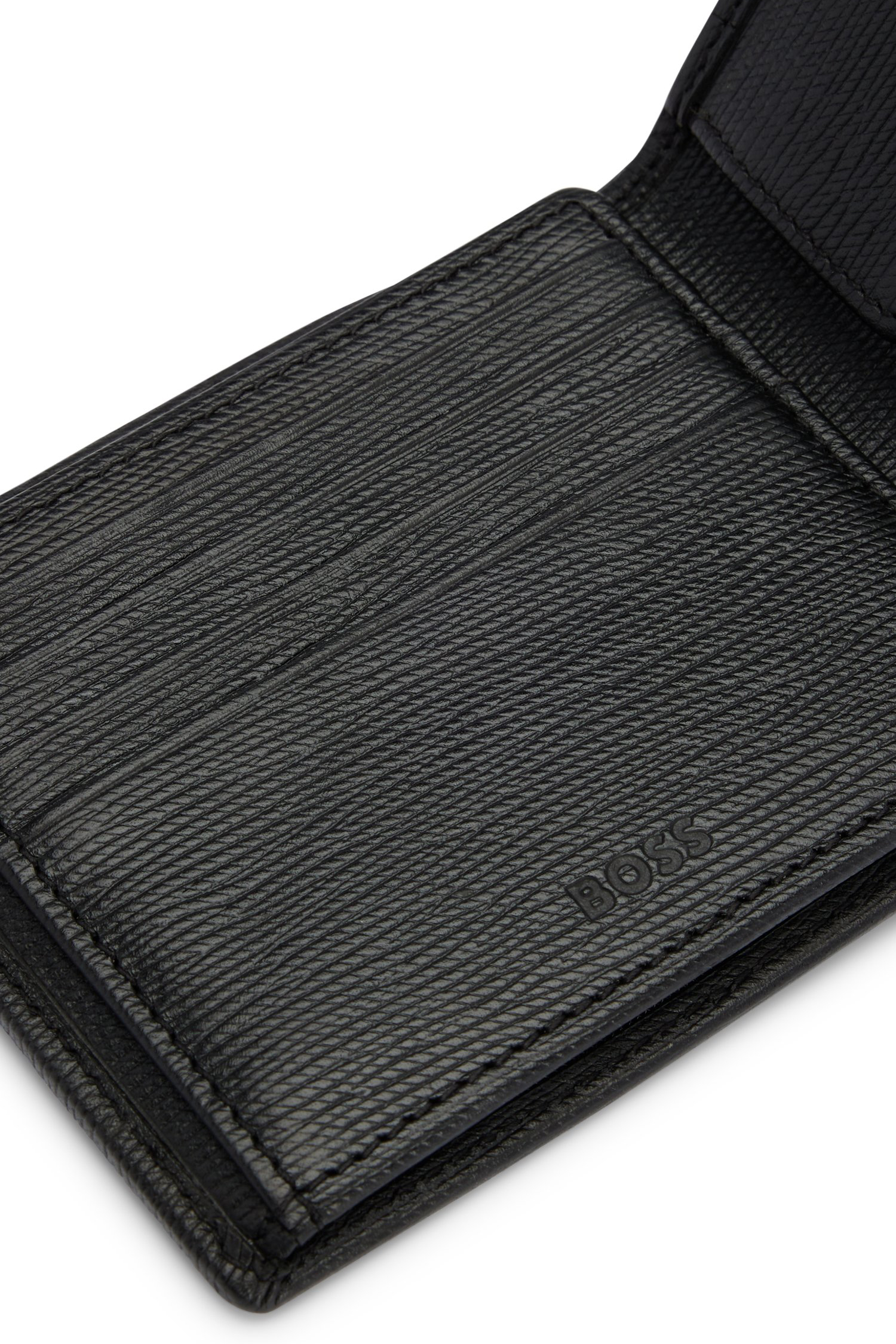 BOSS Embossed Italian Leather Trifold Wallet Gallerya