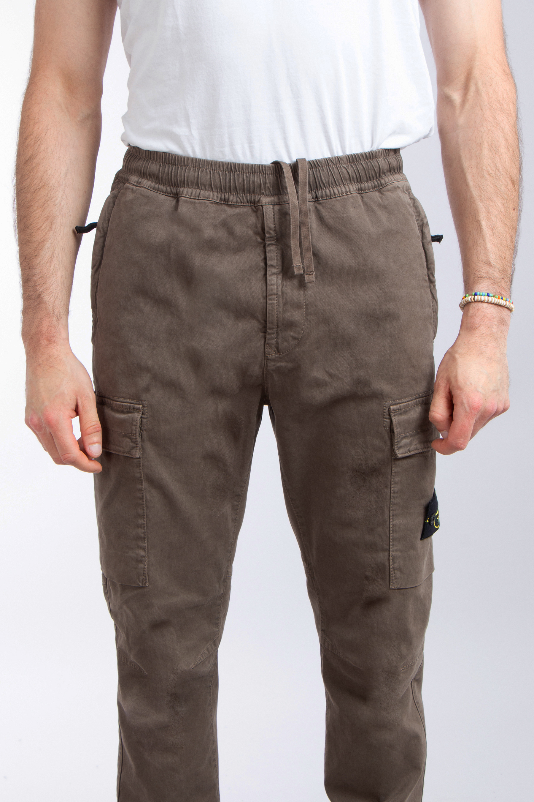 STONE ISLAND 'OLD' Effect Broken Cotton Twill Cargo Pants