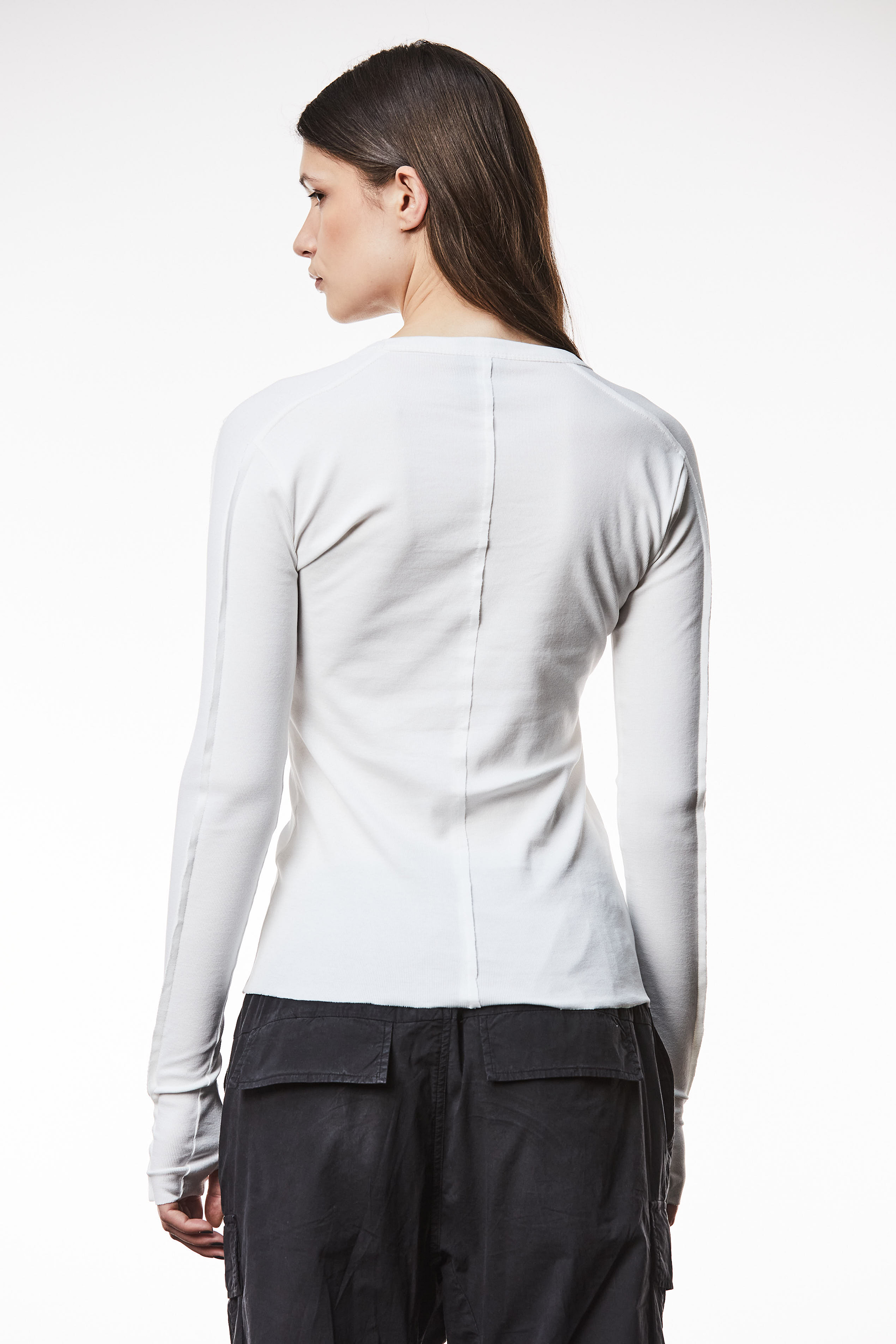 THOM KROM Ribbed Cotton Stretch Long Sleeve T-Shirt