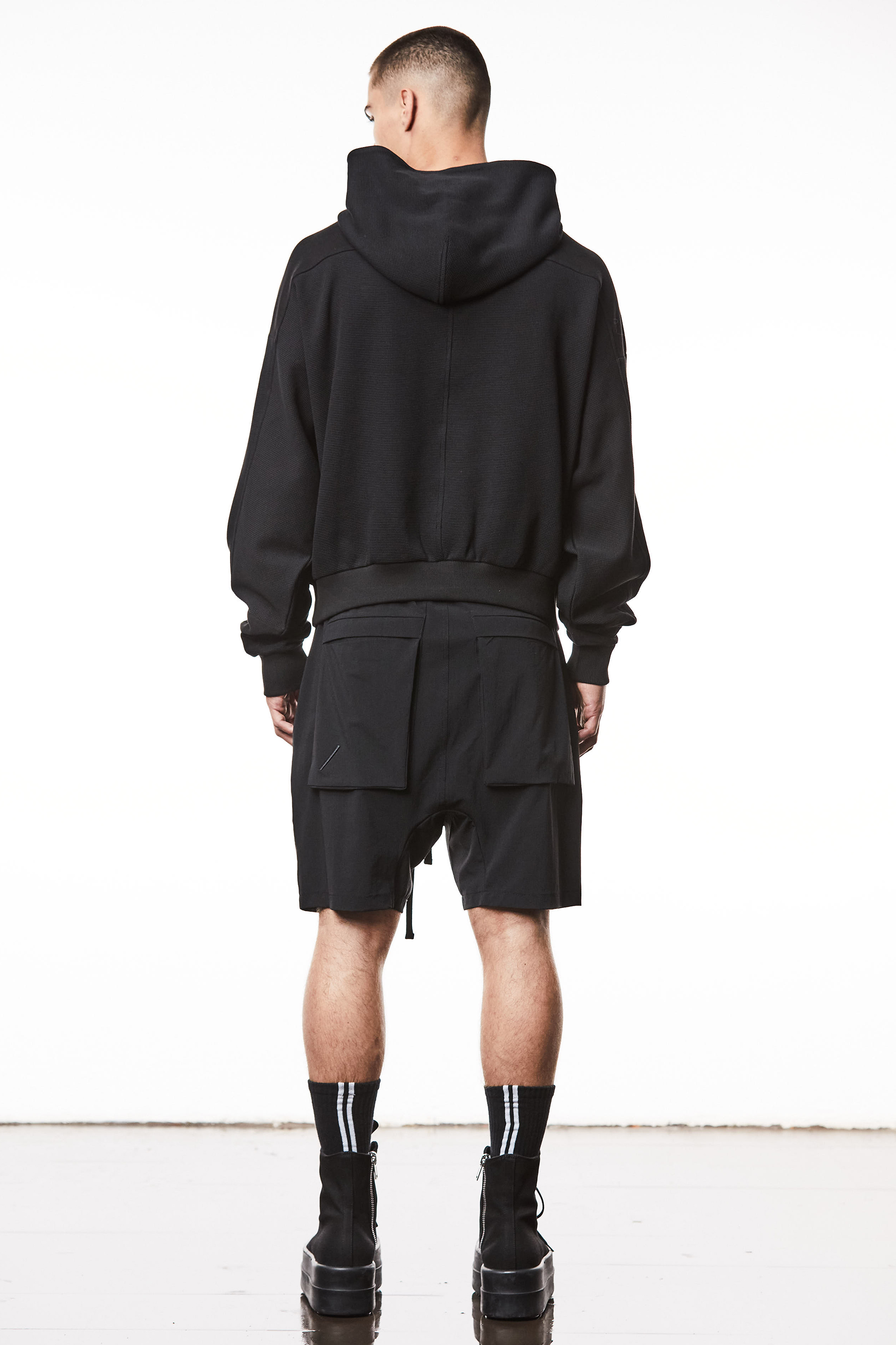 THOM KROM Oversized Cropped Matmix Cotton Jersey Hoodie