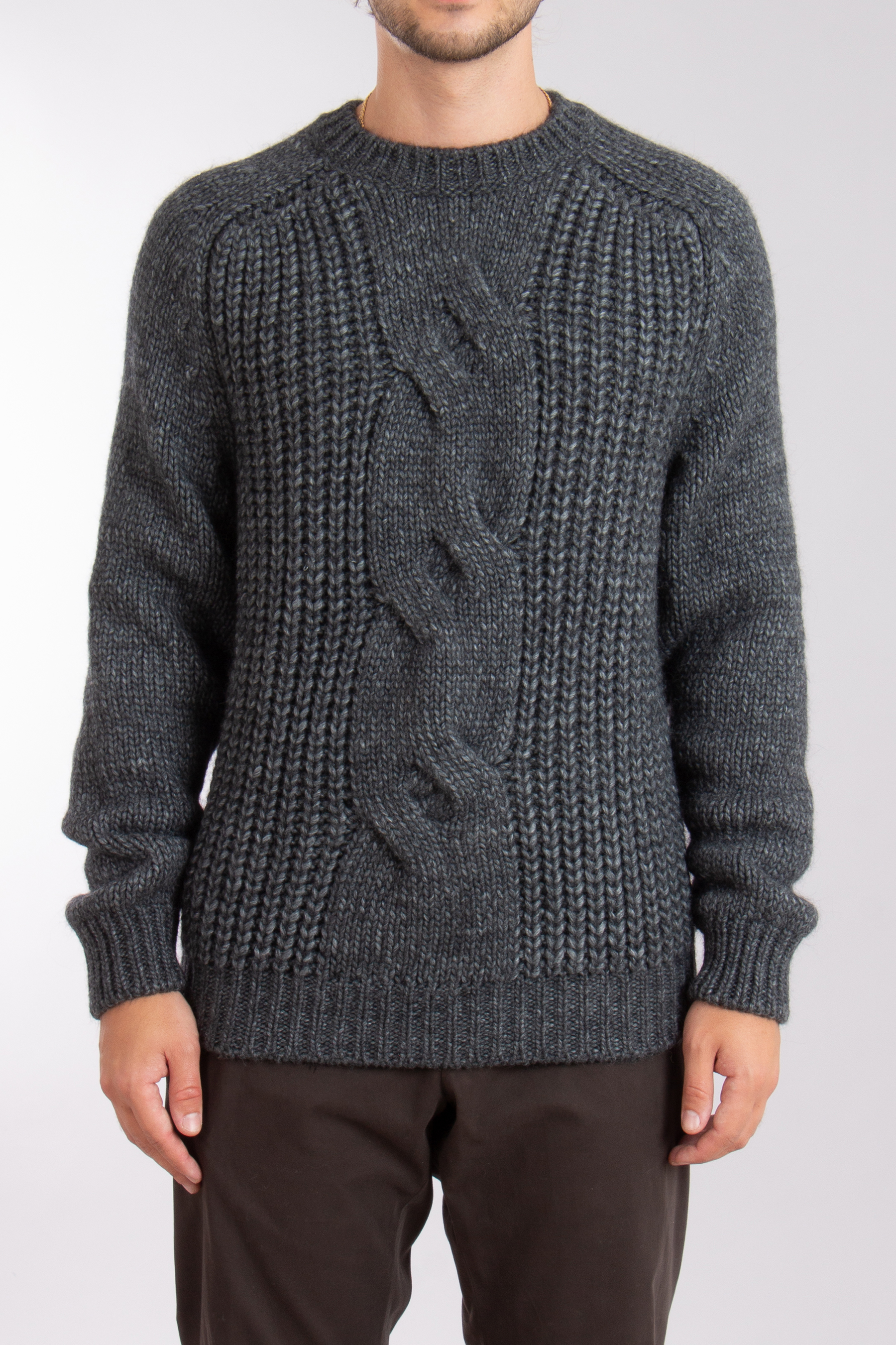 CANALI Cable & Rib Knit Wool Blend Sweater