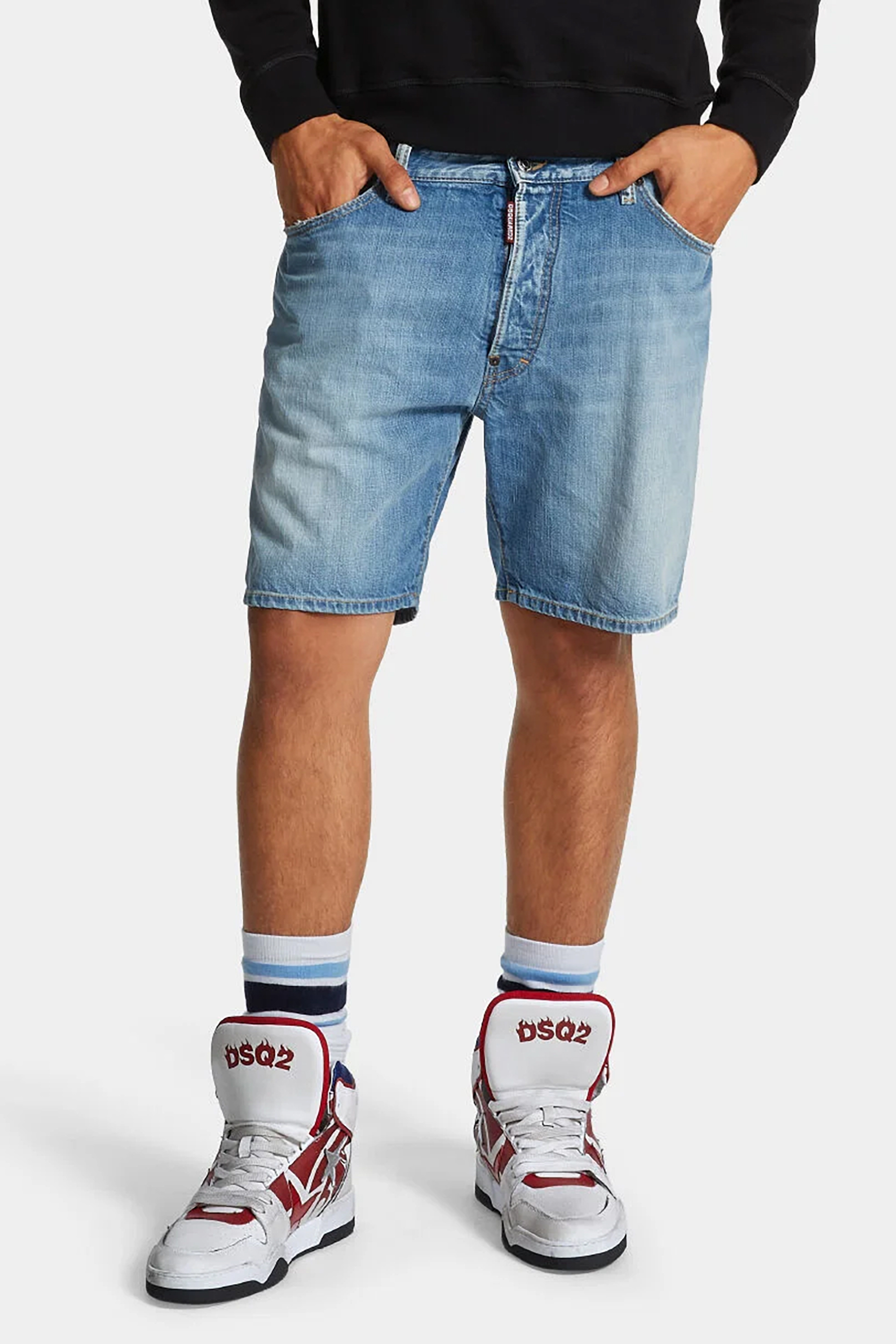 DSQUARED2 Light Clean Wash Cotton Denim Marine Shorts