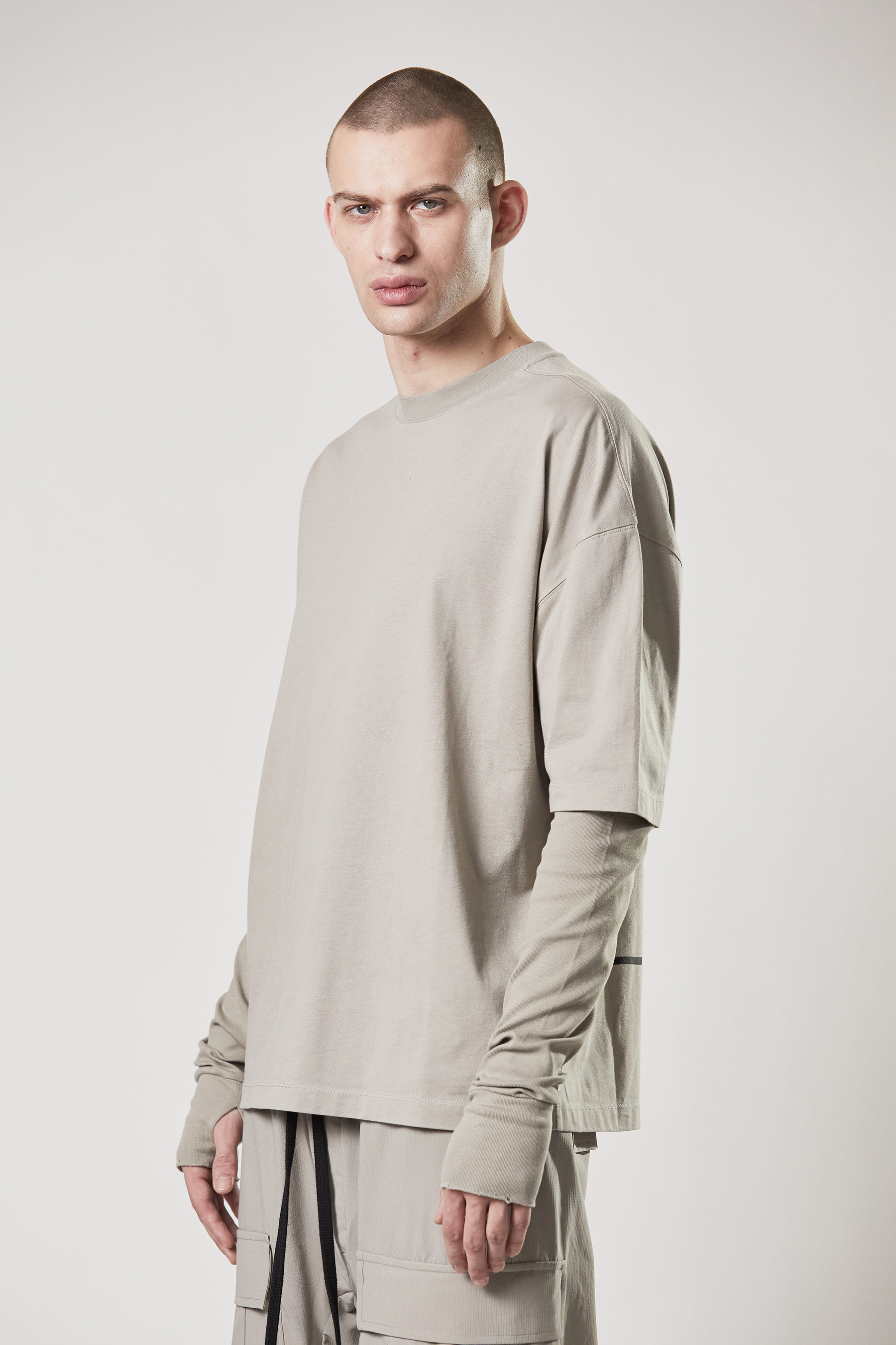 THOM KROM Printed Cotton Layered Longsleeve T-Shirt