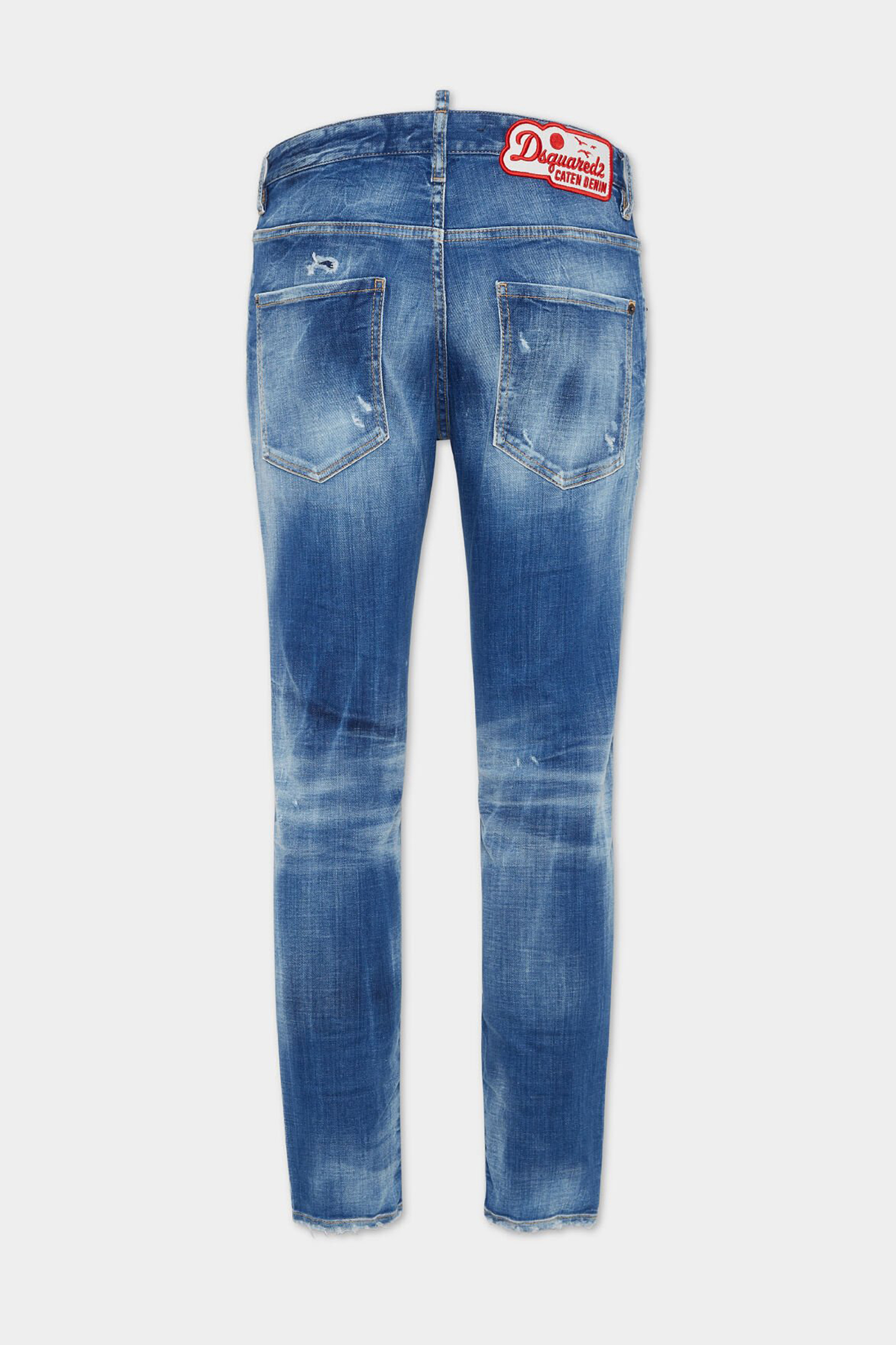 DSQUARED2 Cotton Stretch Denim Small Hole Wash Skater Jeans