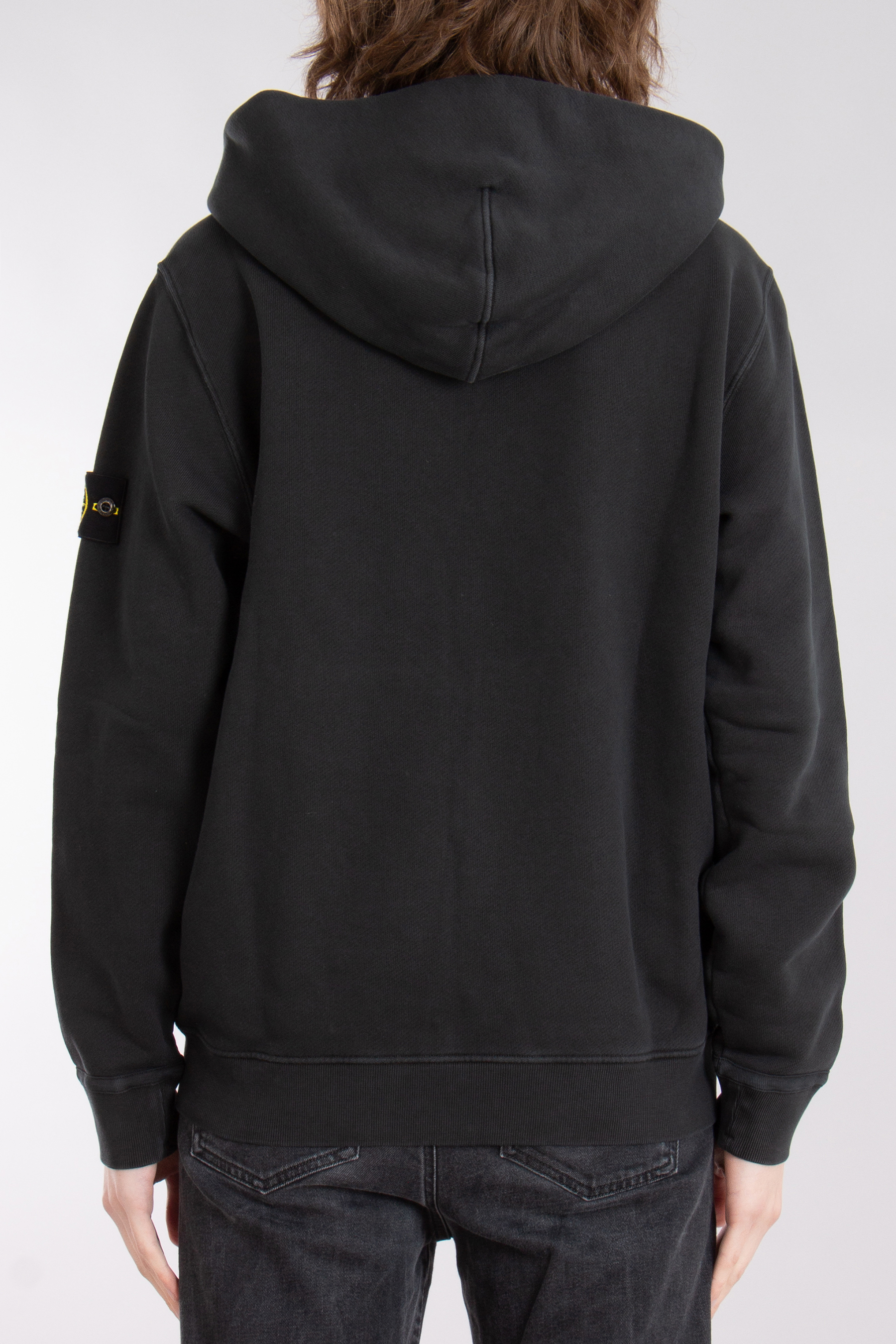 STONE ISLAND 'OLD' Effect Organic Cotton Diagonal Fleece Hooded Zip Up Sweatshirt