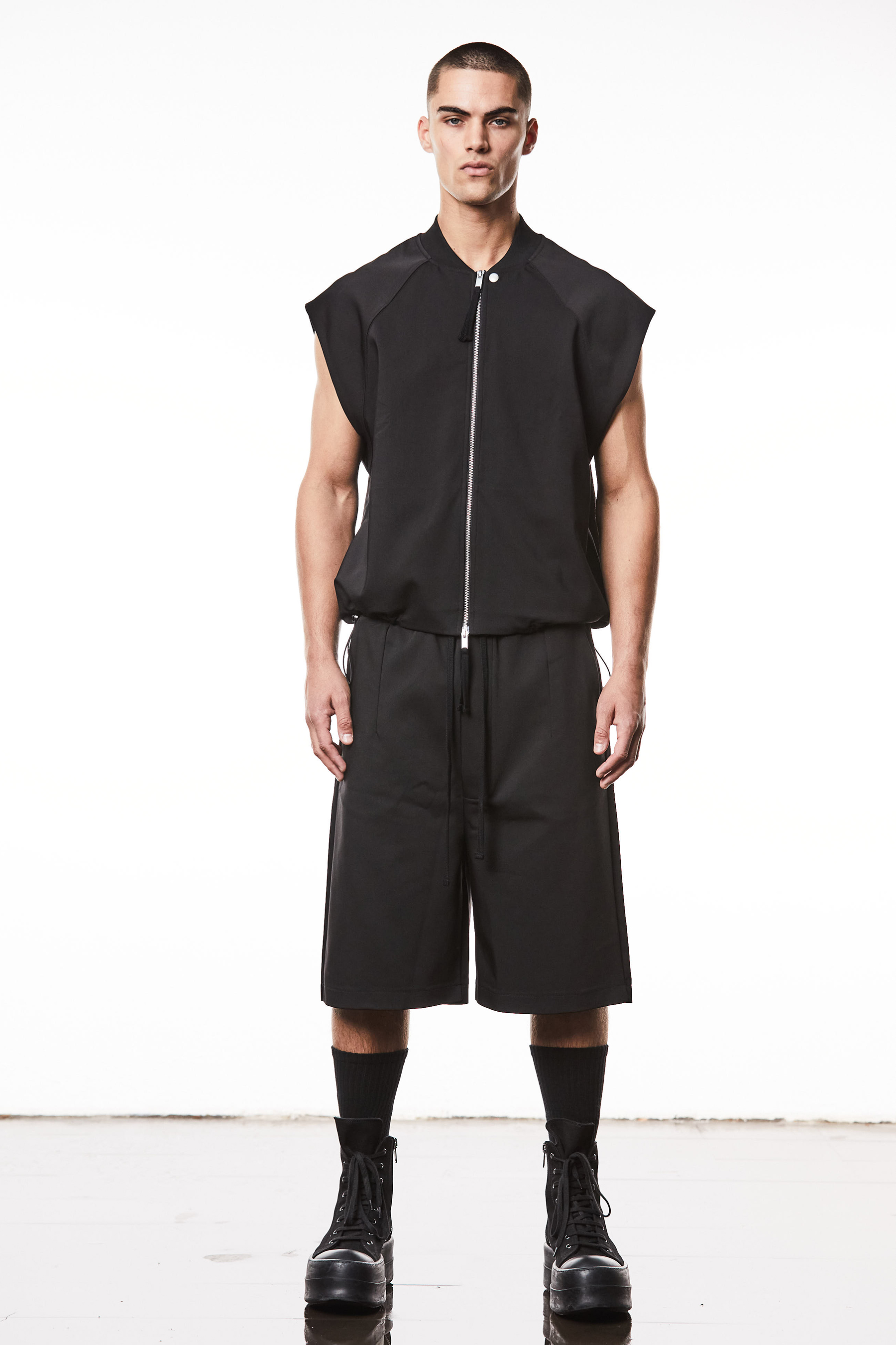 THOM KROM Relaxed Fit Cotton-Nylon Stretch Bomber Vest