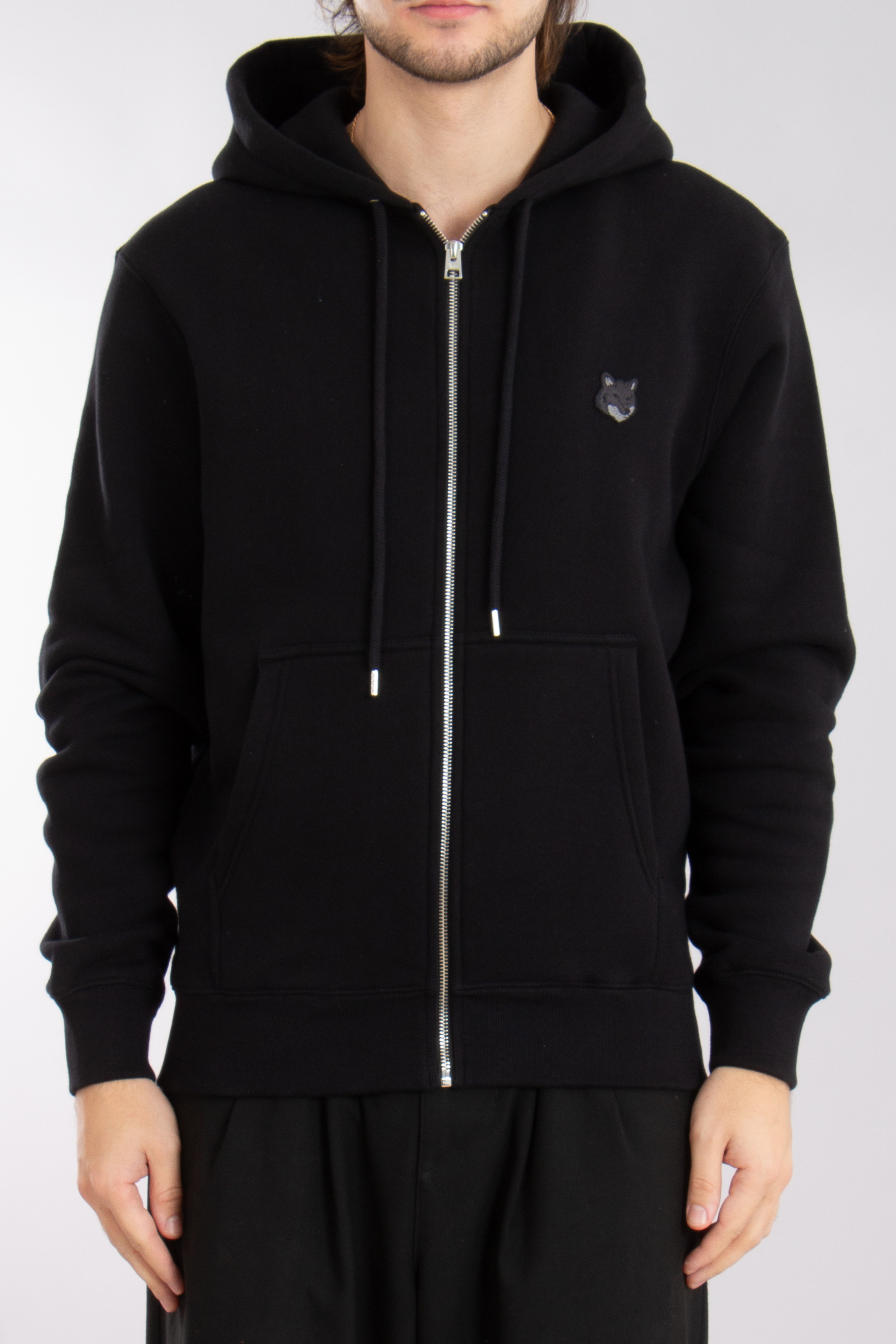 MAISON KITSUNE Bold Fox Head Patch Cotton Fleece Zip Hoodie MM00714KM0307P199